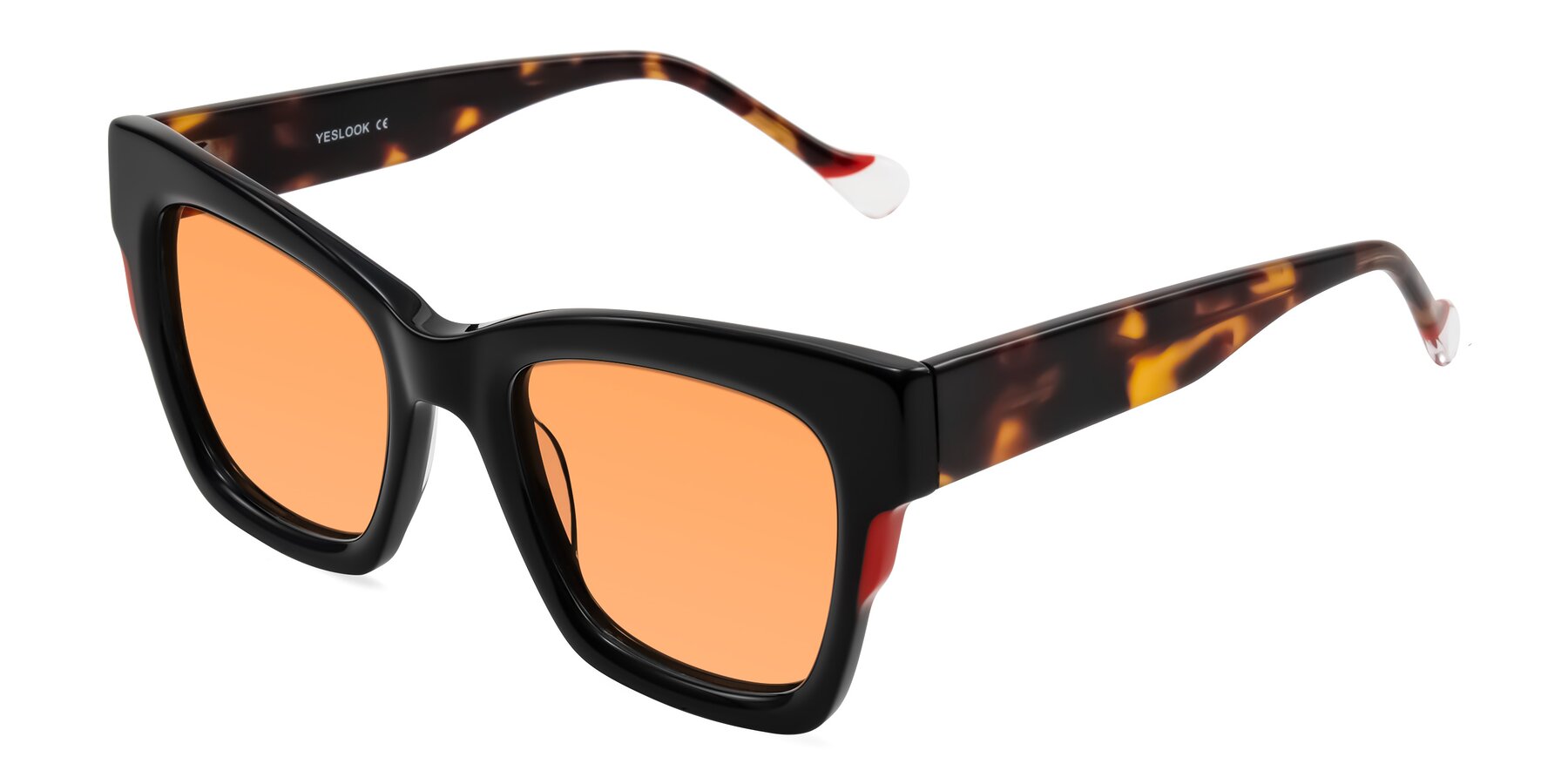 Angle of Yatole in Black/Tortoise with Medium Orange Tinted Lenses