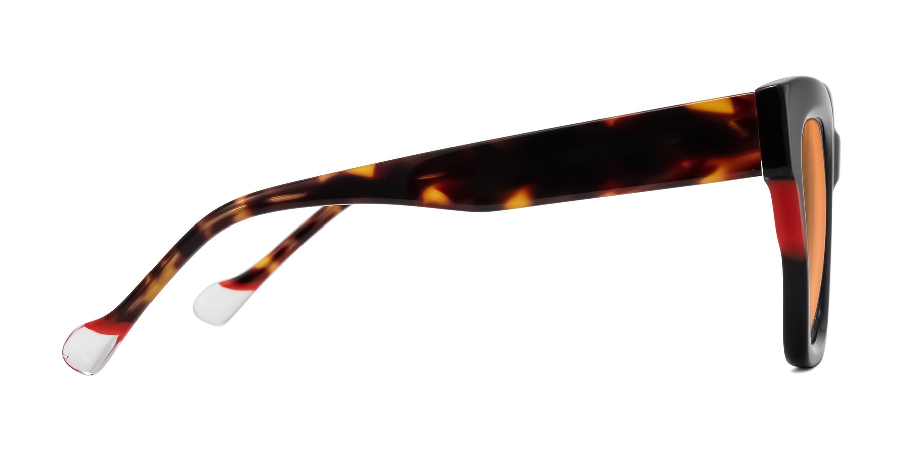 Side of Yatole in Black/Tortoise with Medium Orange Tinted Lenses