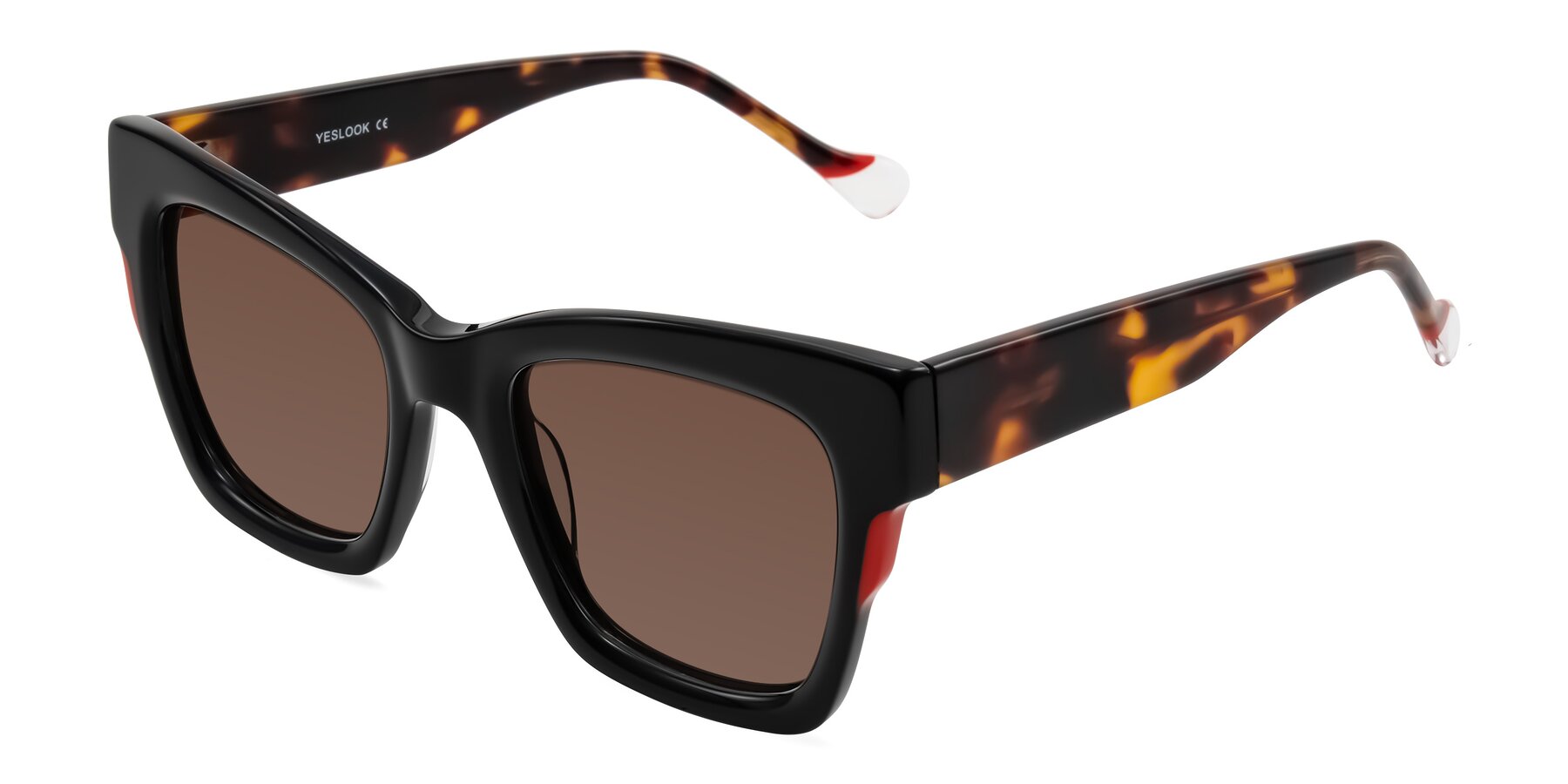 Angle of Yatole in Black/Tortoise with Brown Tinted Lenses