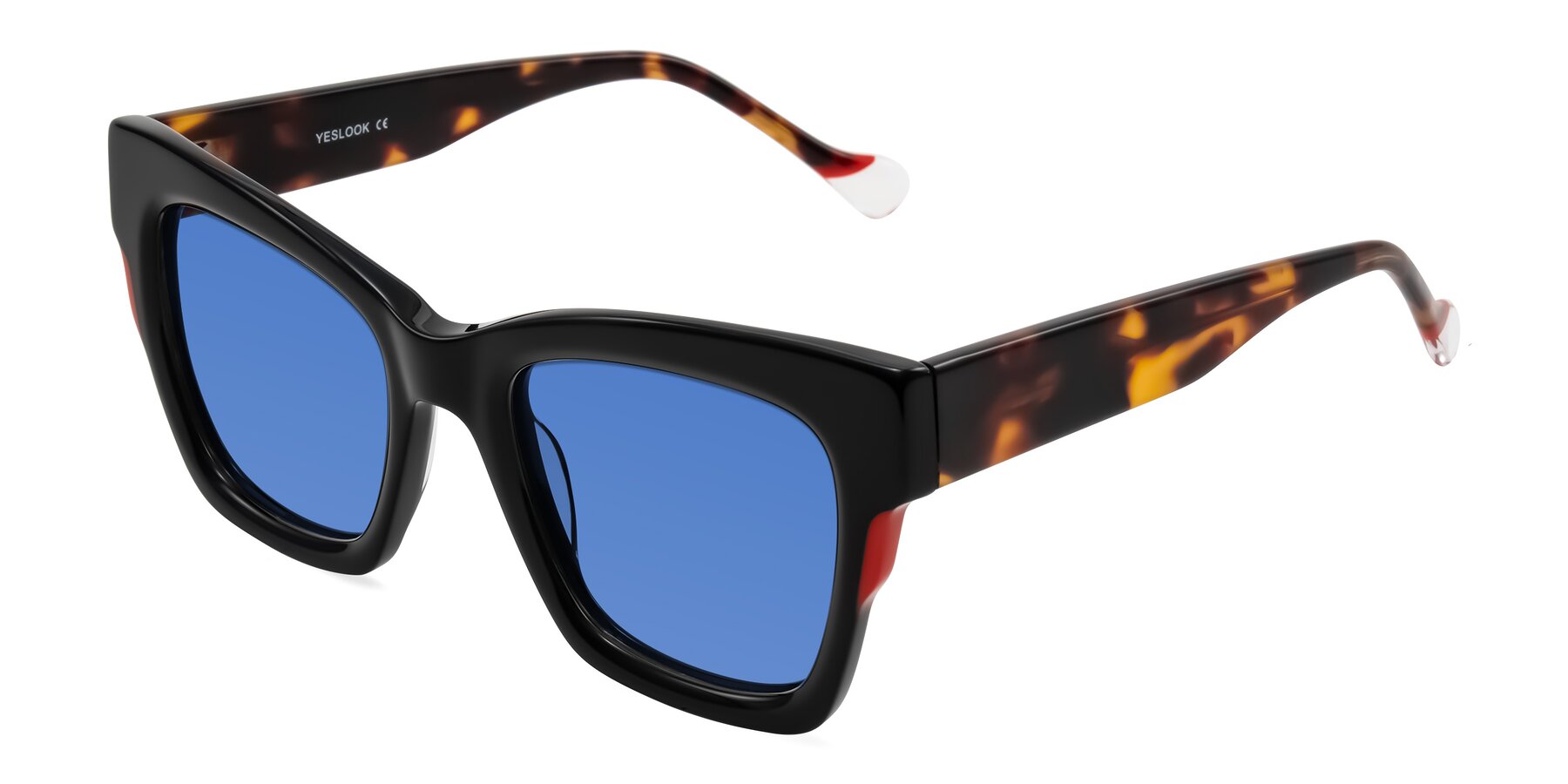 Angle of Yatole in Black/Tortoise with Blue Tinted Lenses
