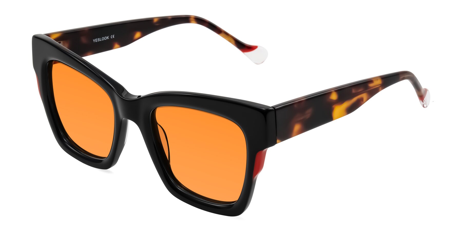 Angle of Yatole in Black/Tortoise with Orange Tinted Lenses