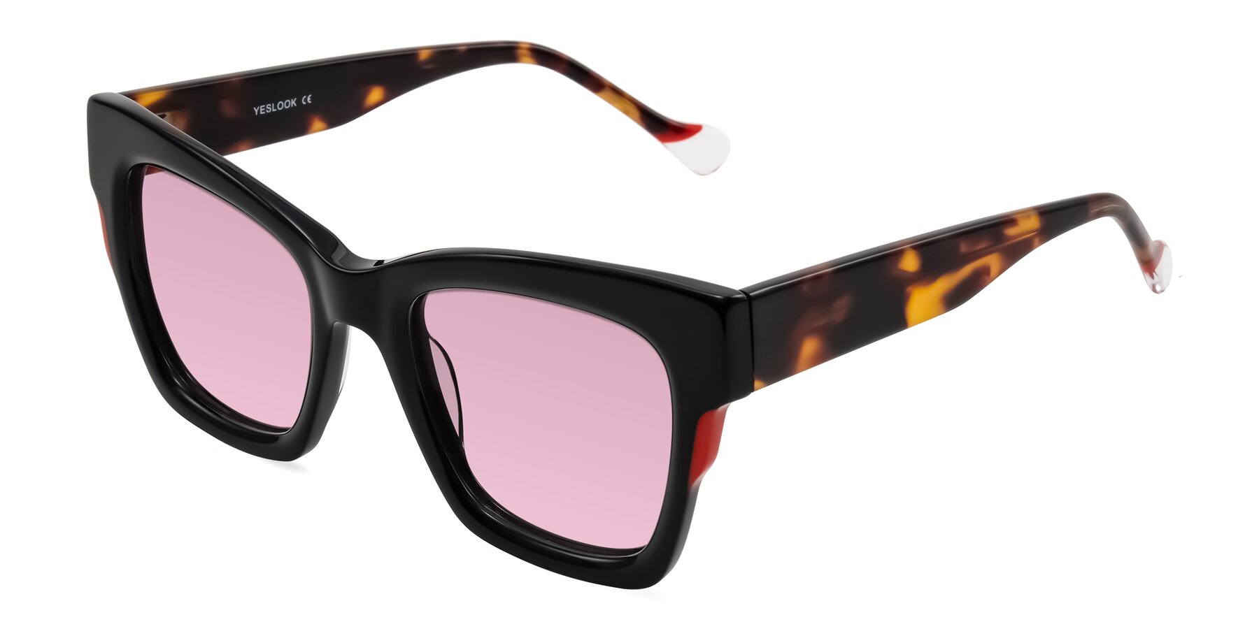 Angle of Yatole in Black/Tortoise with Light Wine Tinted Lenses