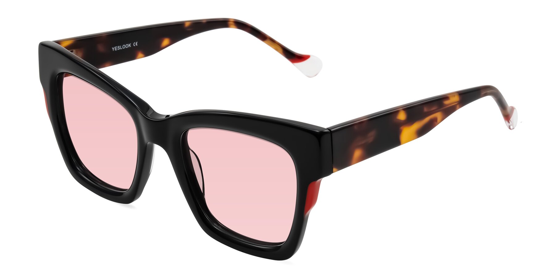 Angle of Yatole in Black/Tortoise with Light Garnet Tinted Lenses