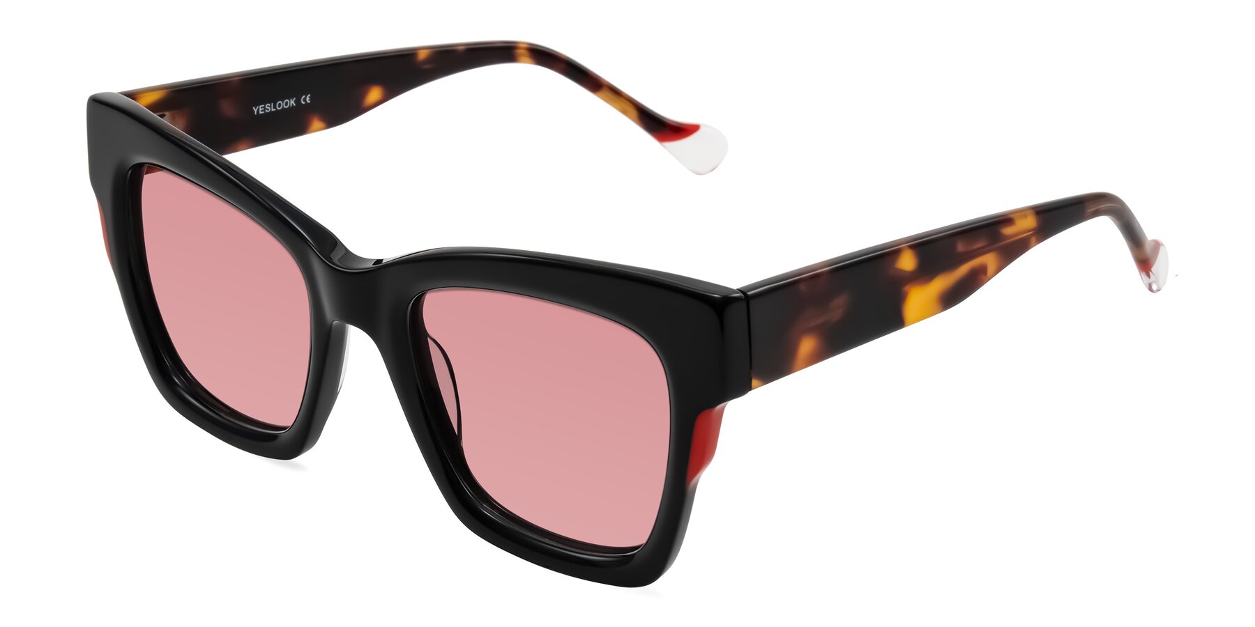 Angle of Yatole in Black/Tortoise with Medium Garnet Tinted Lenses