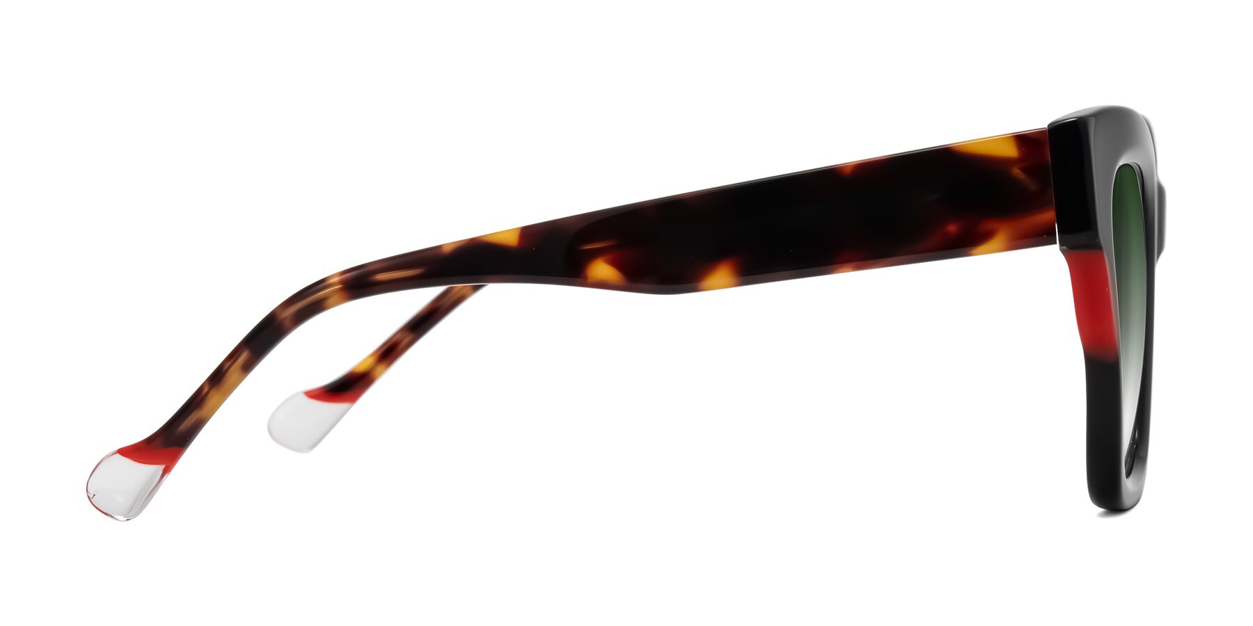 Side of Yatole in Black/Tortoise with Green Gradient Lenses