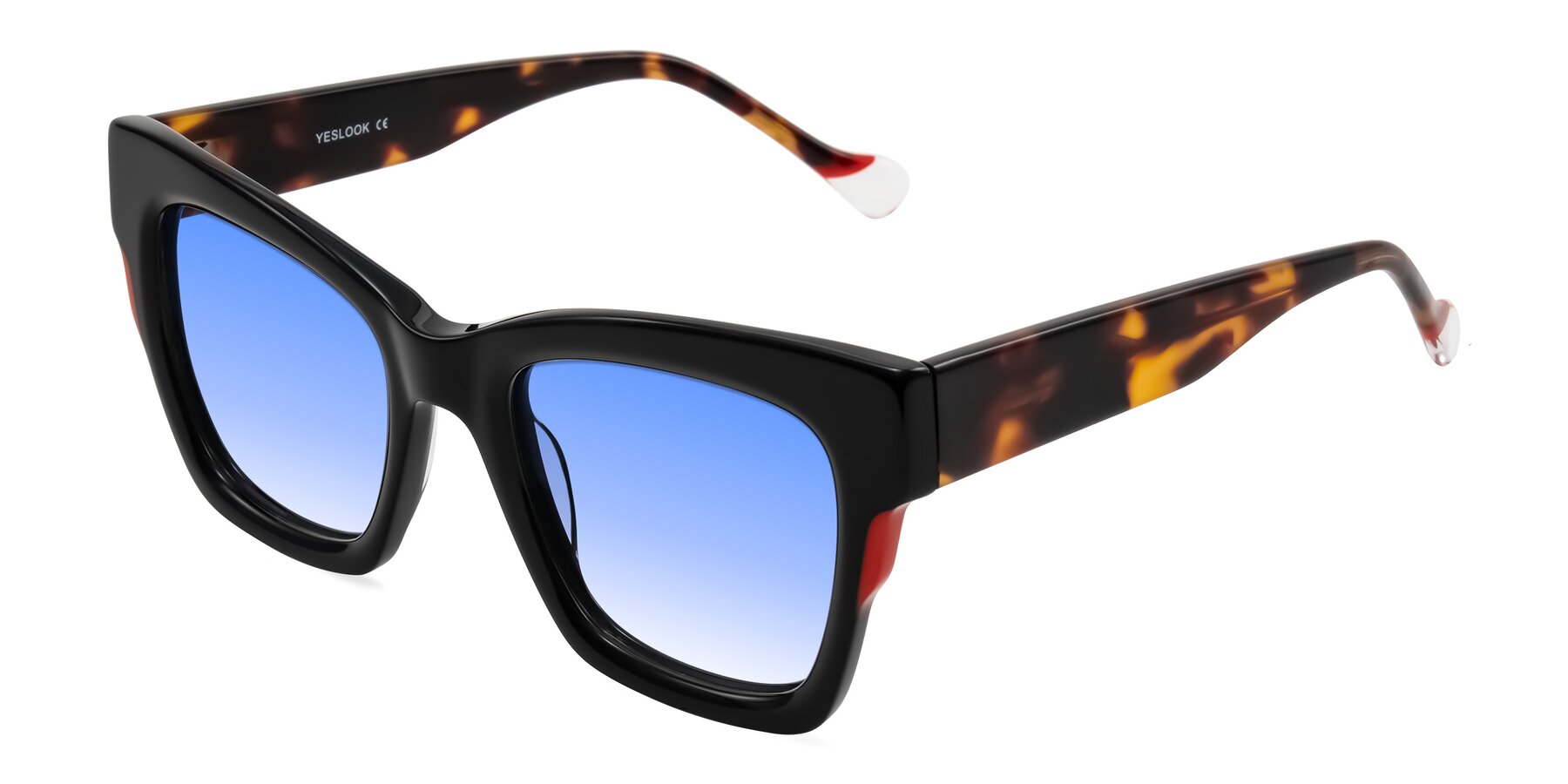 Angle of Yatole in Black/Tortoise with Blue Gradient Lenses