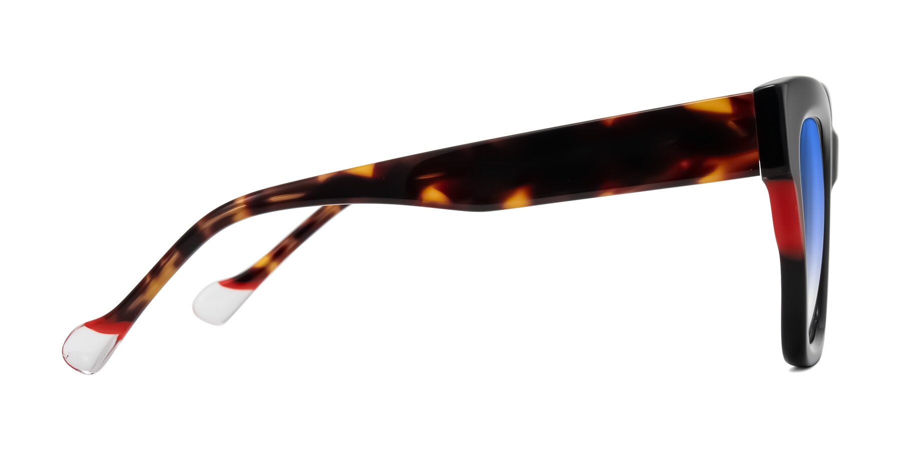 Side of Yatole in Black/Tortoise with Blue Gradient Lenses