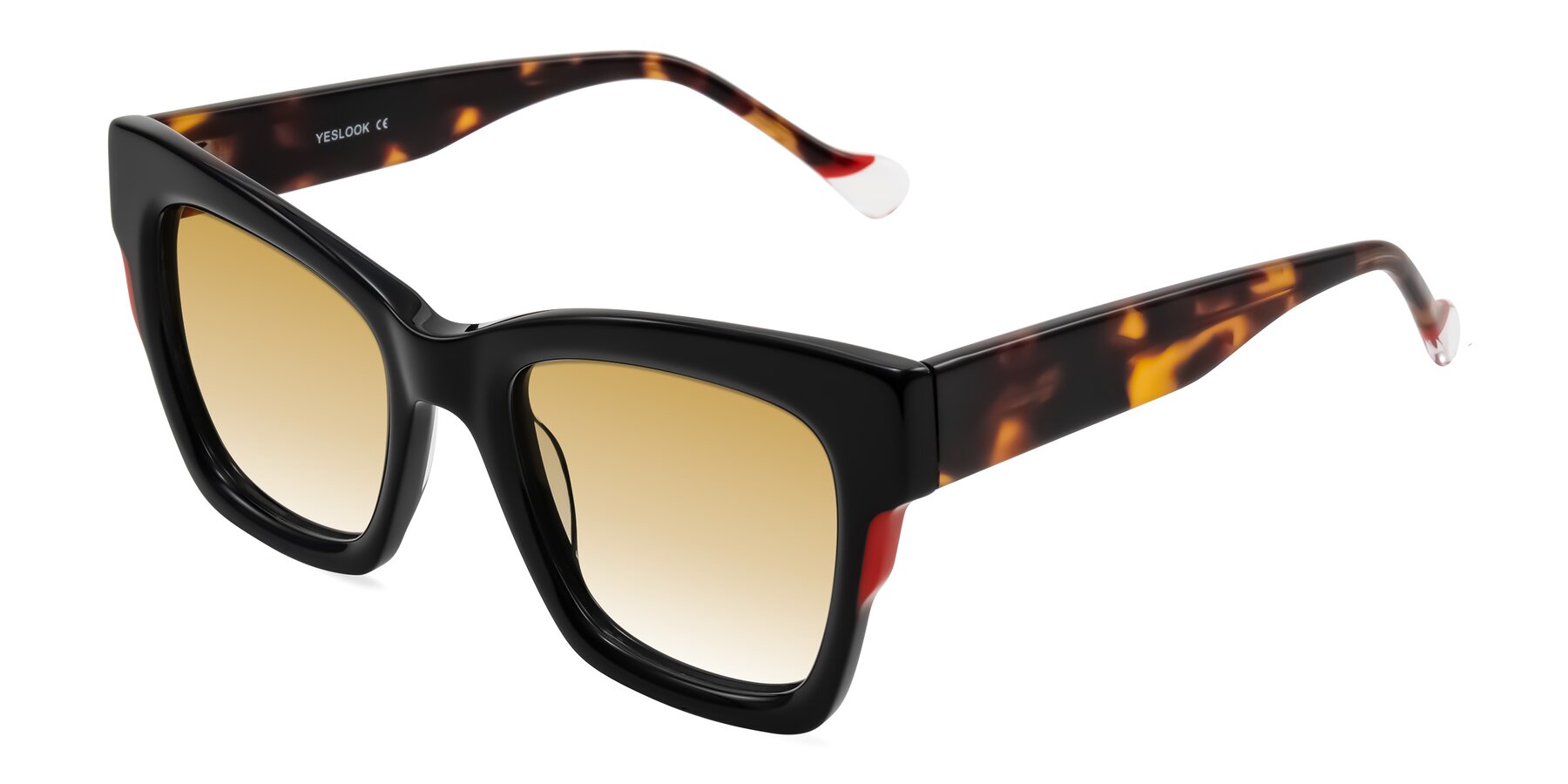 Angle of Yatole in Black/Tortoise with Champagne Gradient Lenses