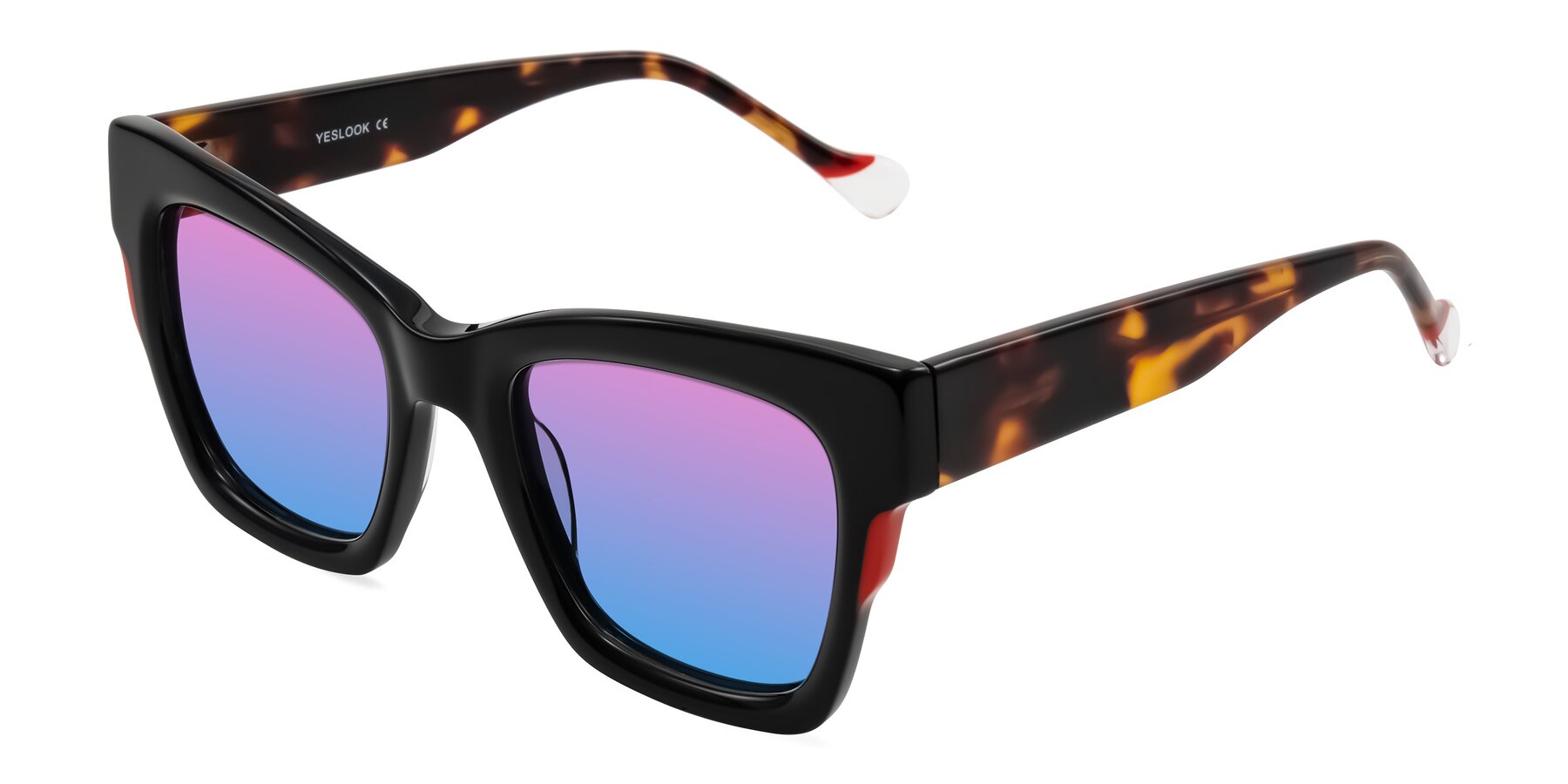 Angle of Yatole in Black/Tortoise with Pink / Blue Gradient Lenses