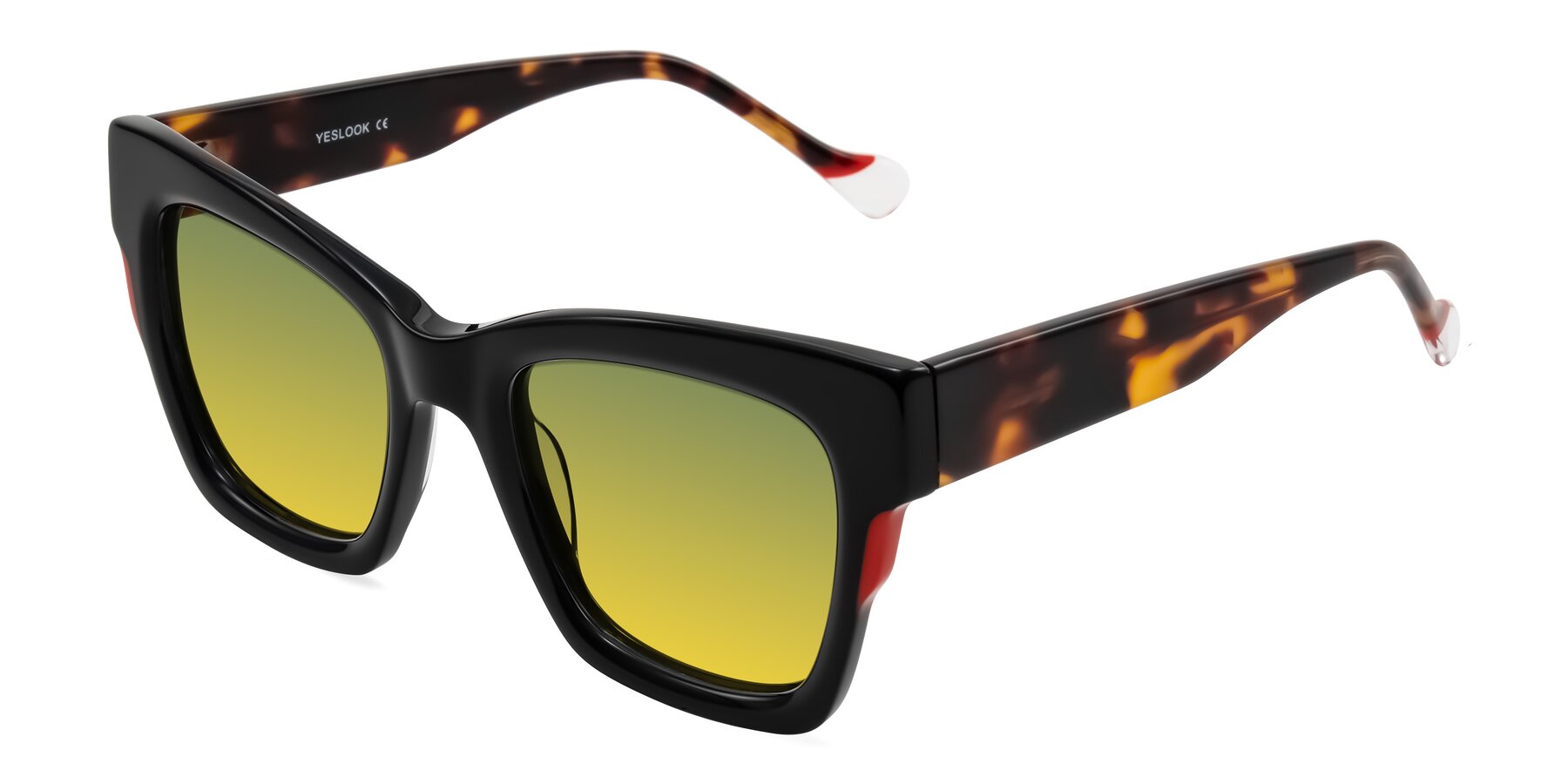 Angle of Yatole in Black/Tortoise with Green / Yellow Gradient Lenses