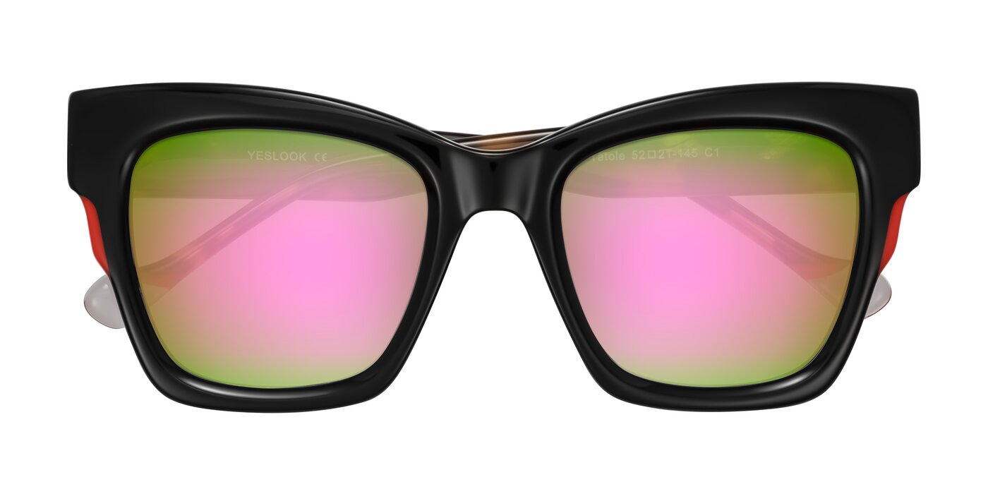 Yatole - Black/Tortoise Flash Mirrored Sunglasses