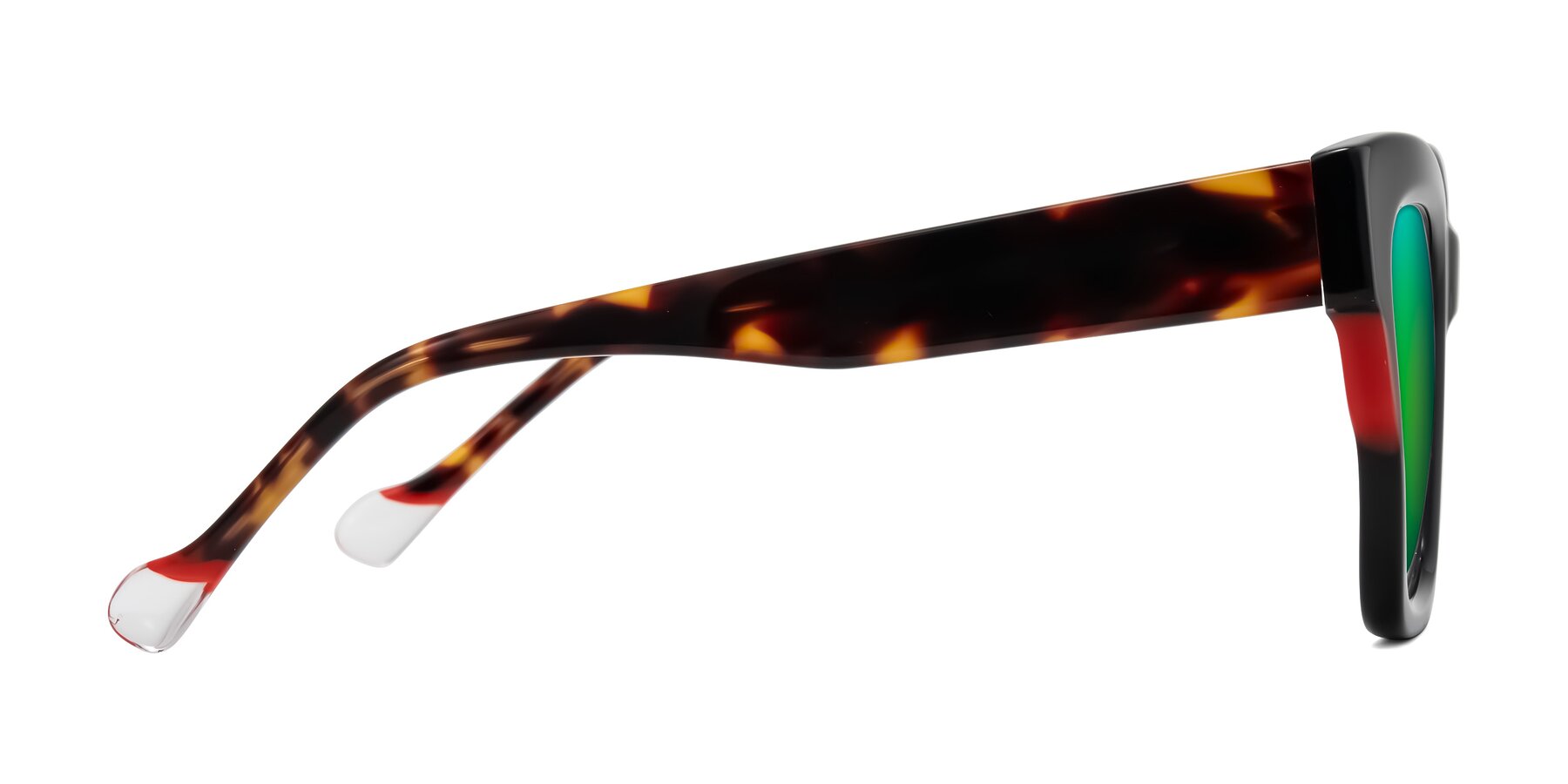 Side of Yatole in Black/Tortoise with Green Mirrored Lenses