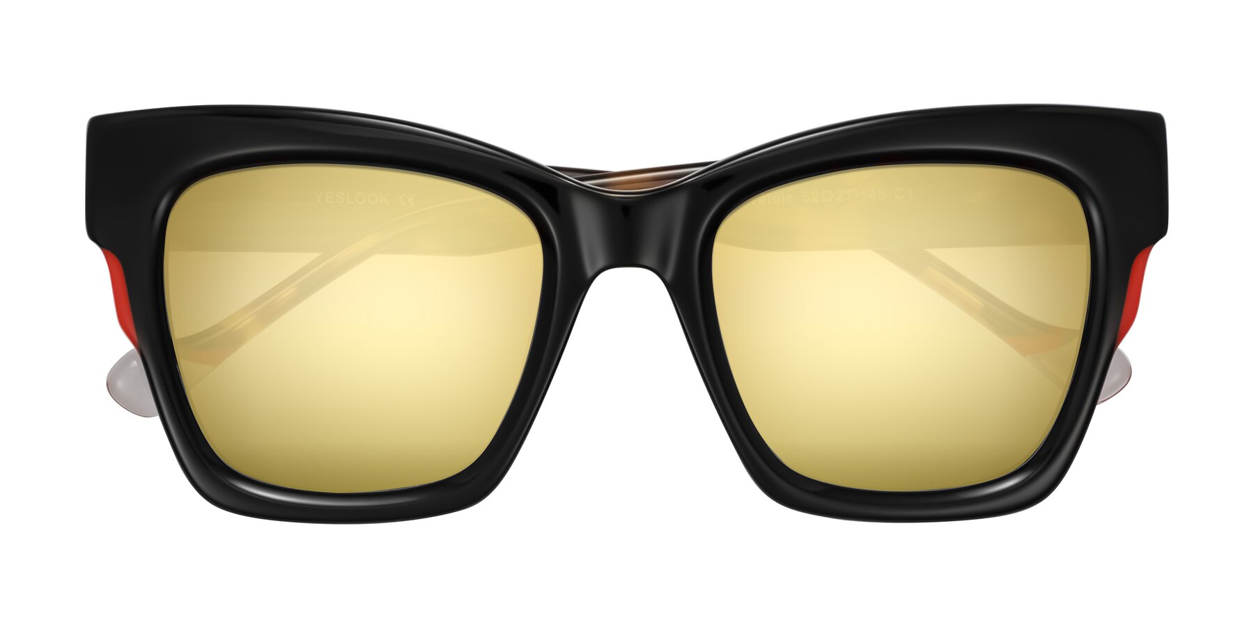 Folded Front of Yatole in Black/Tortoise with Gold Mirrored Lenses