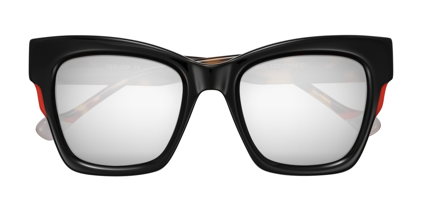 Yatole - Black/Tortoise Flash Mirrored Sunglasses