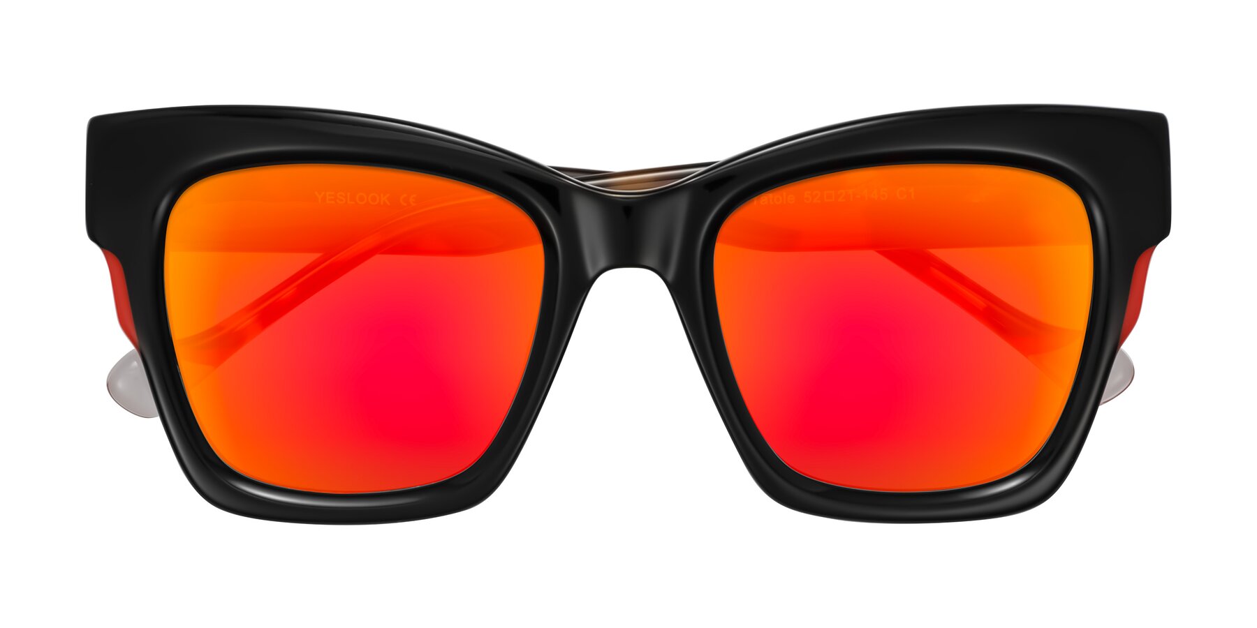 Folded Front of Yatole in Black/Tortoise with Red Gold Mirrored Lenses