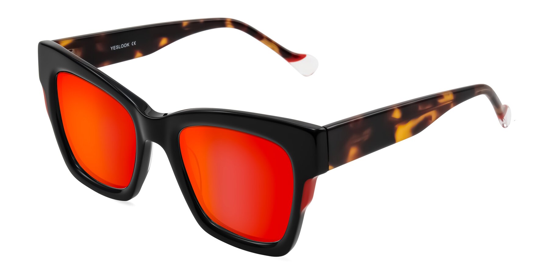Angle of Yatole in Black/Tortoise with Red Gold Mirrored Lenses