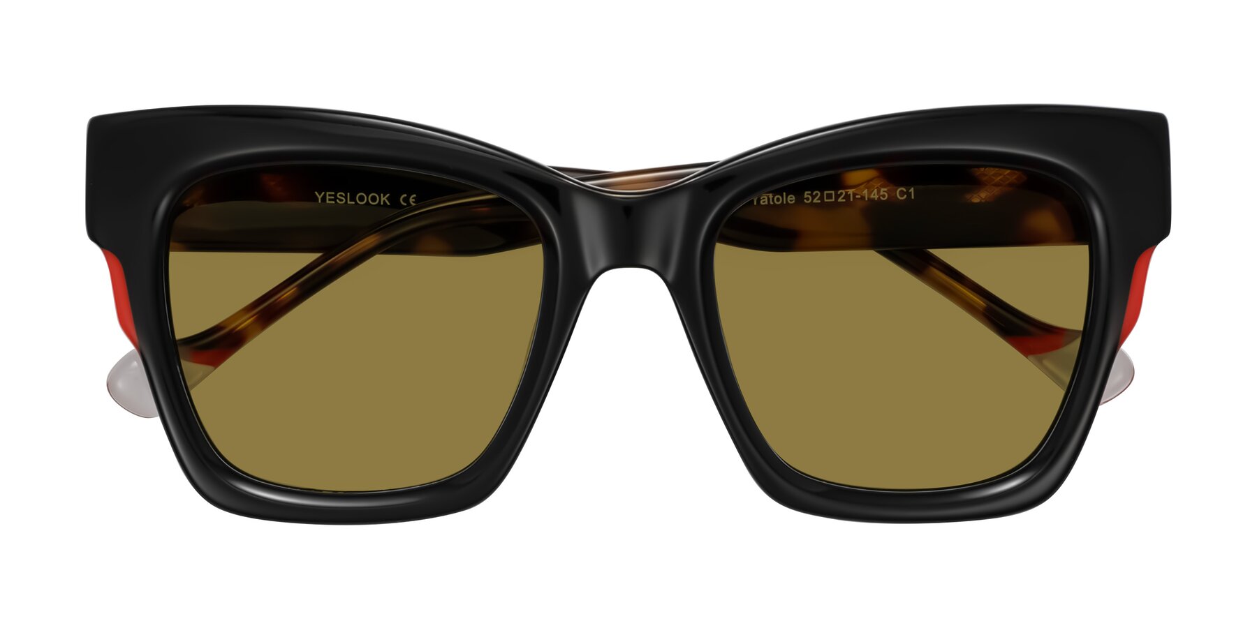 Folded Front of Yatole in Black/Tortoise with Brown Polarized Lenses