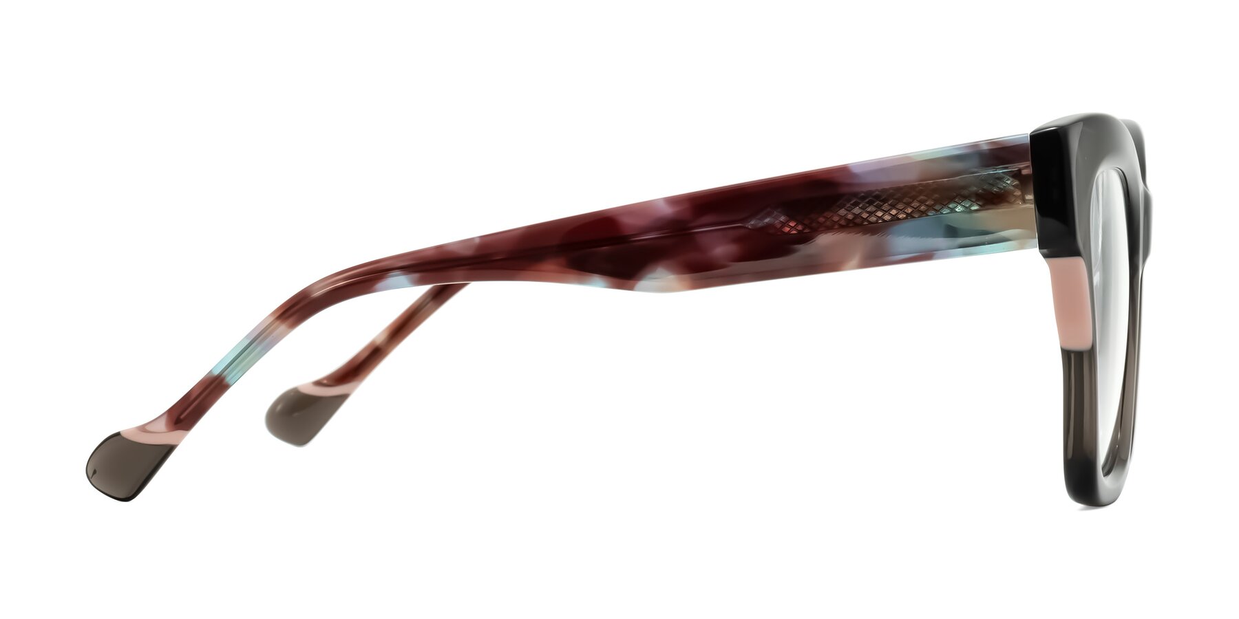 Side of Yatole in Gray/Floral with Clear Eyeglass Lenses