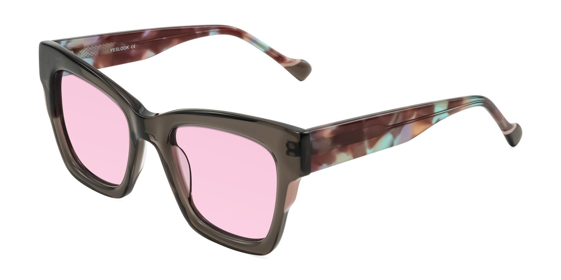 Angle of Yatole in Gray/Floral with Light Pink Tinted Lenses