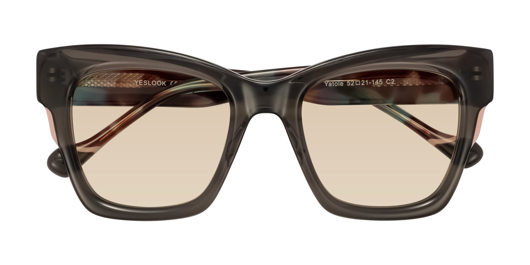 Folded Front of Yatole in Gray/Floral with Light Brown Tinted Lenses