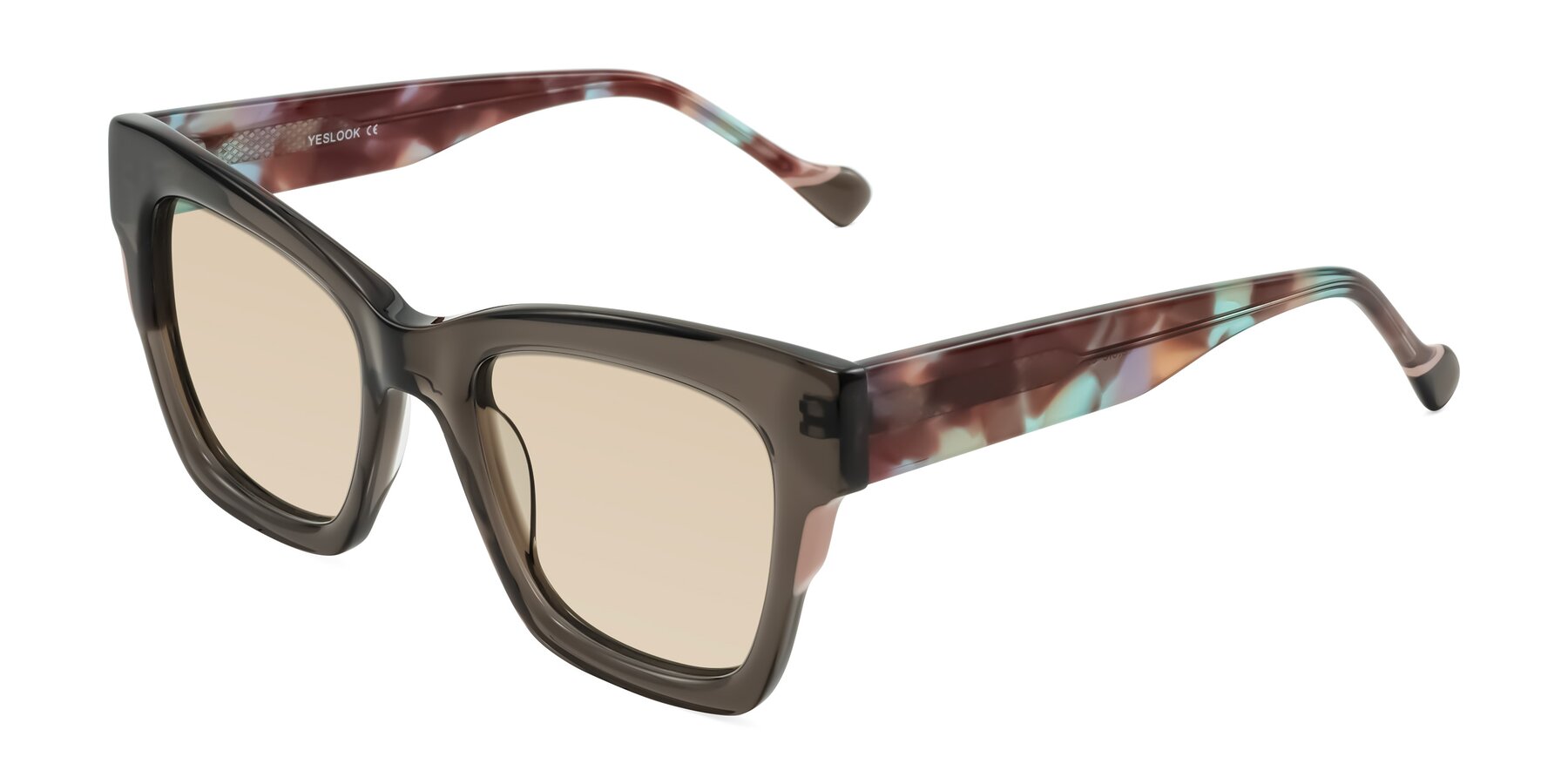 Angle of Yatole in Gray/Floral with Light Brown Tinted Lenses