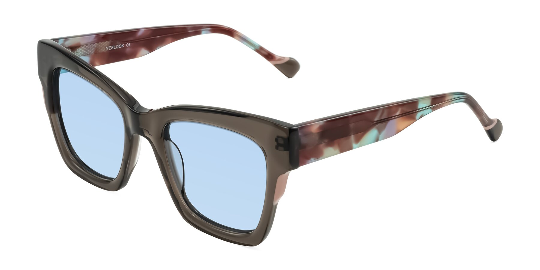 Angle of Yatole in Gray/Floral with Light Blue Tinted Lenses
