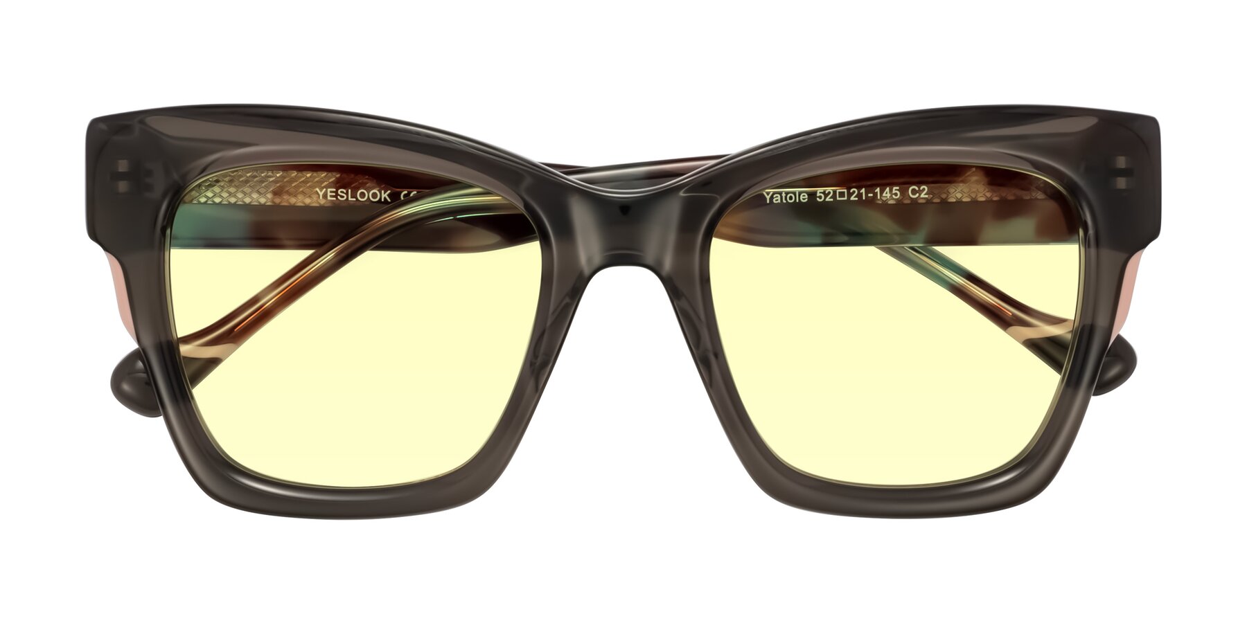 Folded Front of Yatole in Gray/Floral with Light Yellow Tinted Lenses