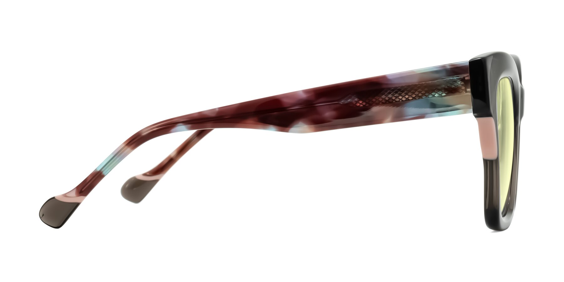 Side of Yatole in Gray/Floral with Light Yellow Tinted Lenses