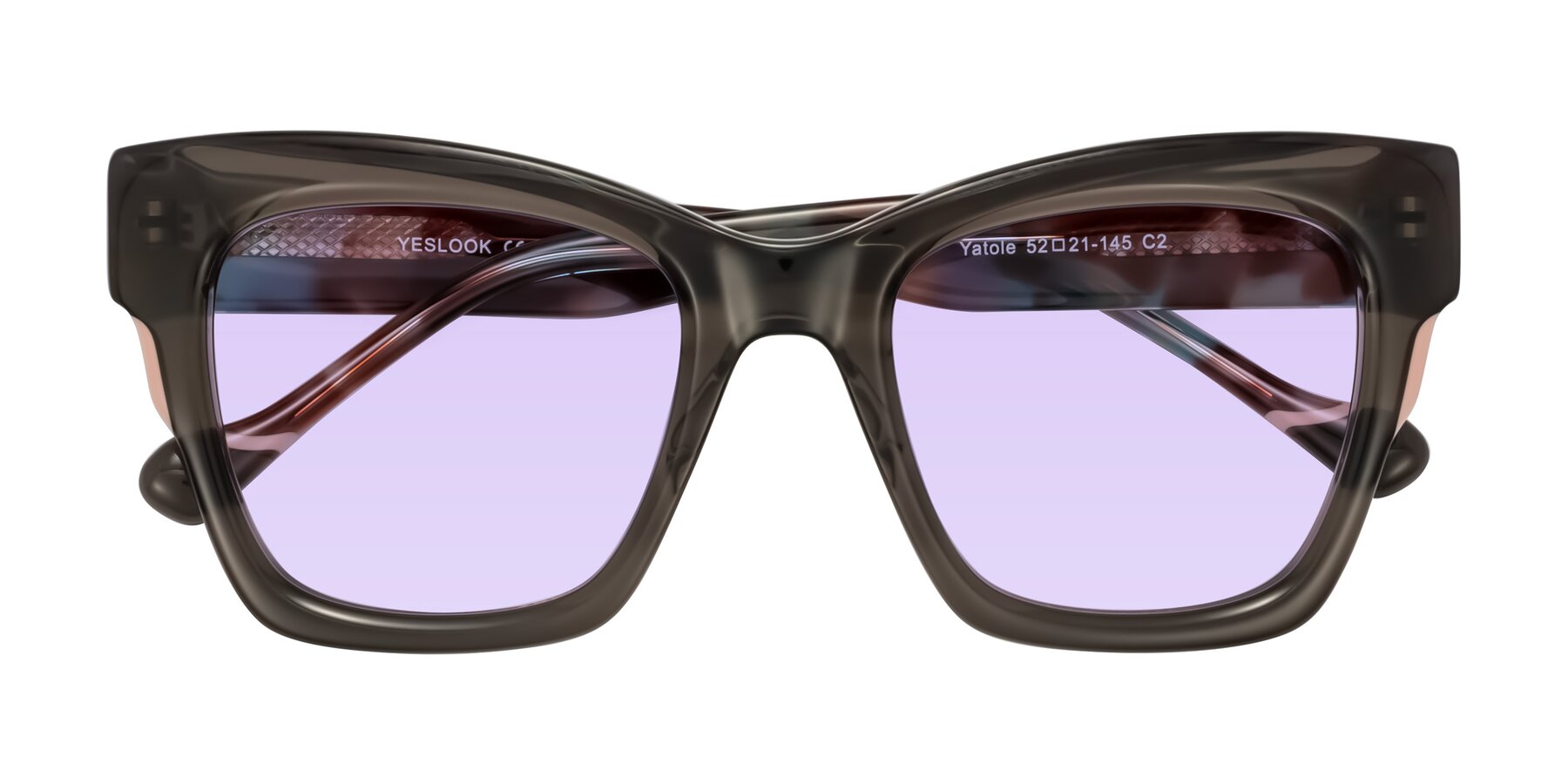 Folded Front of Yatole in Gray/Floral with Light Purple Tinted Lenses