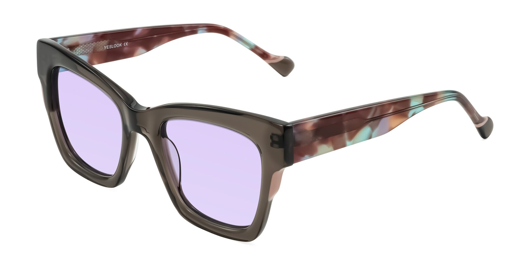 Angle of Yatole in Gray/Floral with Light Purple Tinted Lenses