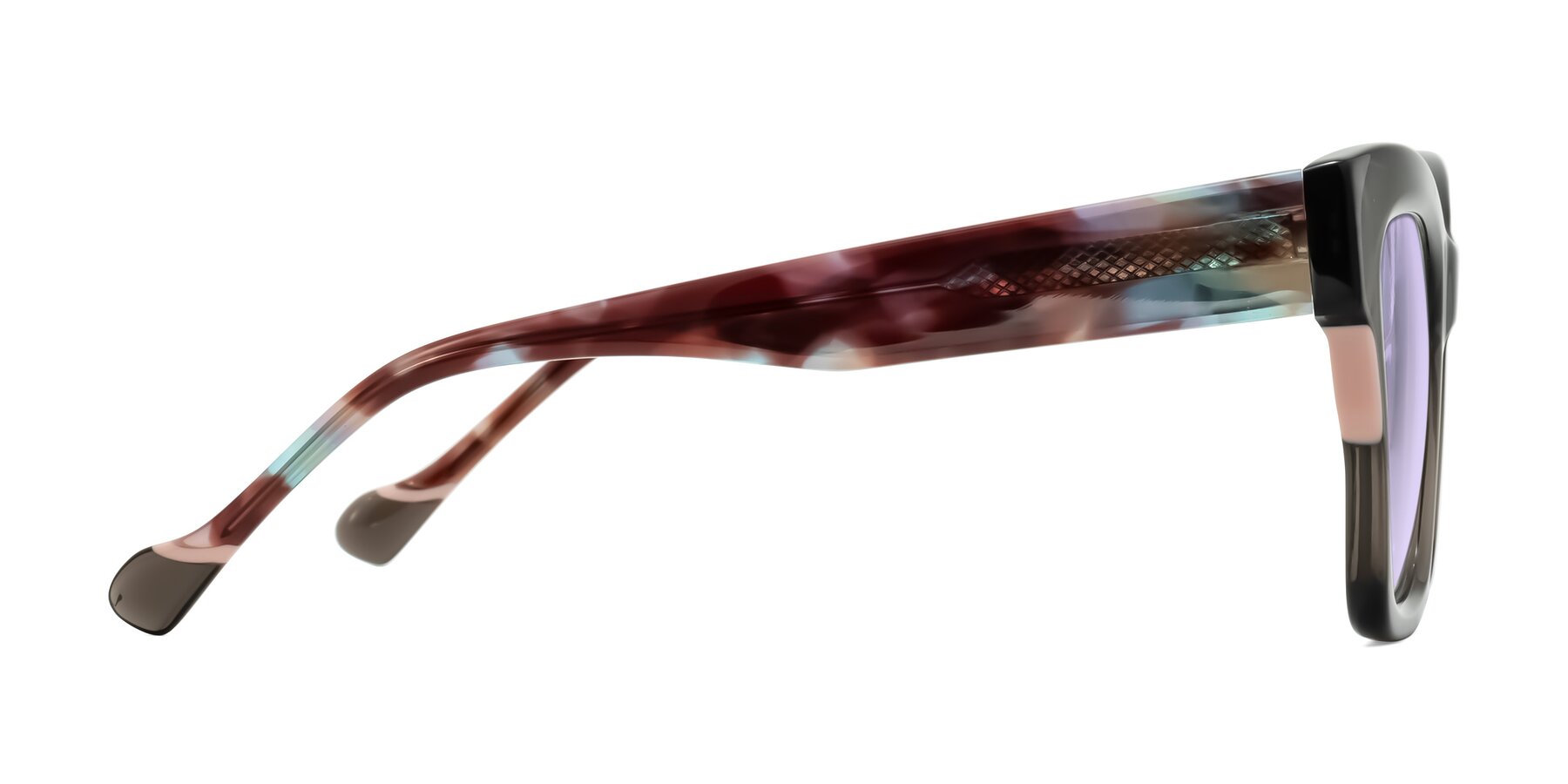 Side of Yatole in Gray/Floral with Light Purple Tinted Lenses