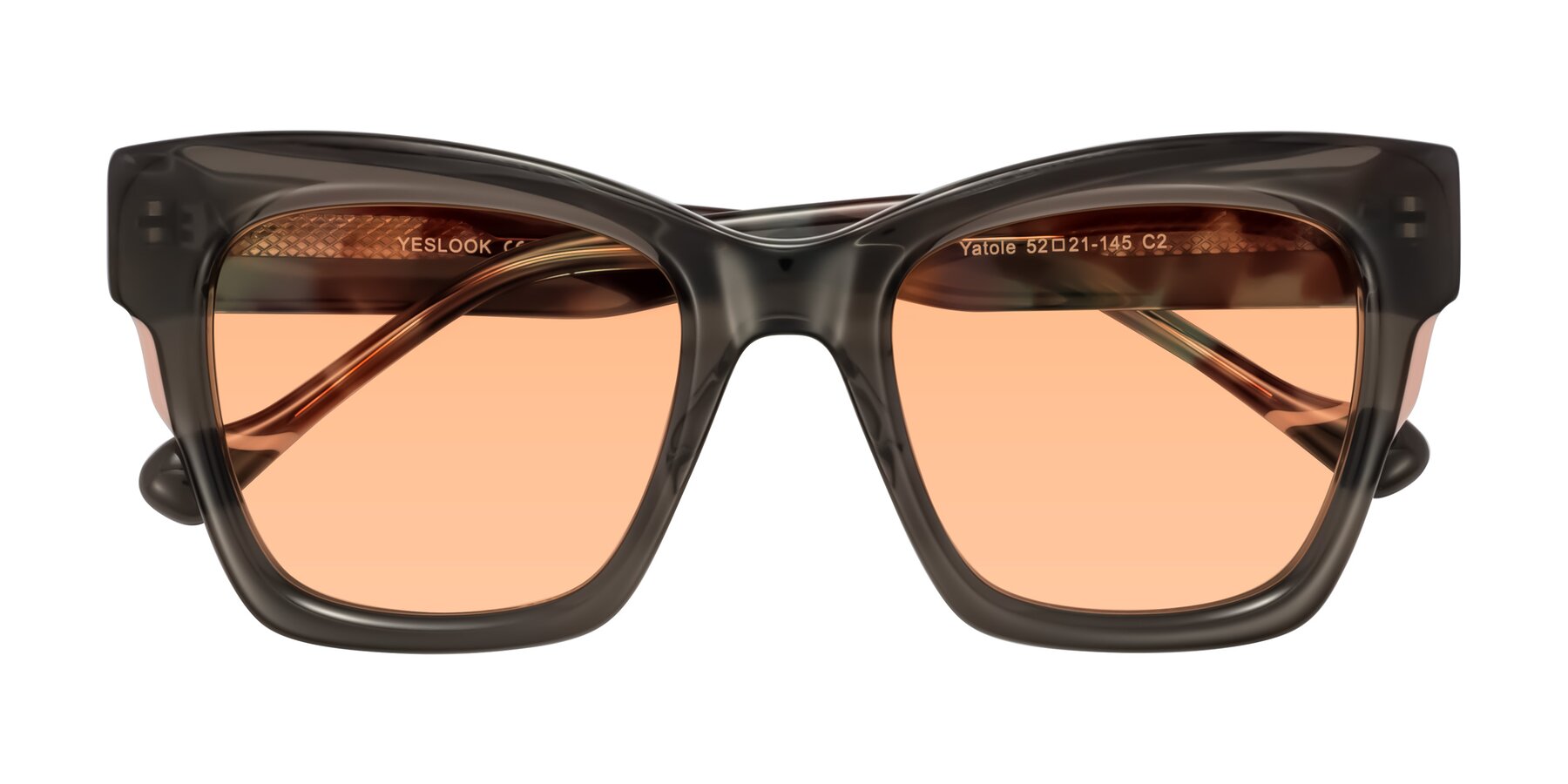 Folded Front of Yatole in Gray/Floral with Light Orange Tinted Lenses