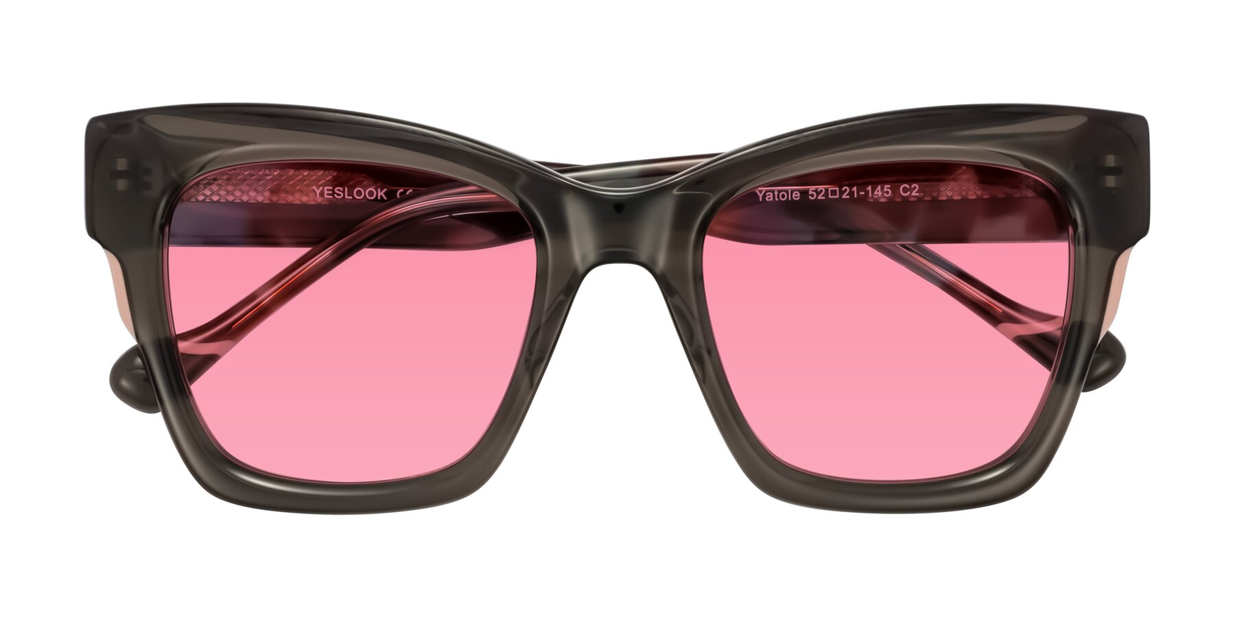 Folded Front of Yatole in Gray/Floral with Pink Tinted Lenses