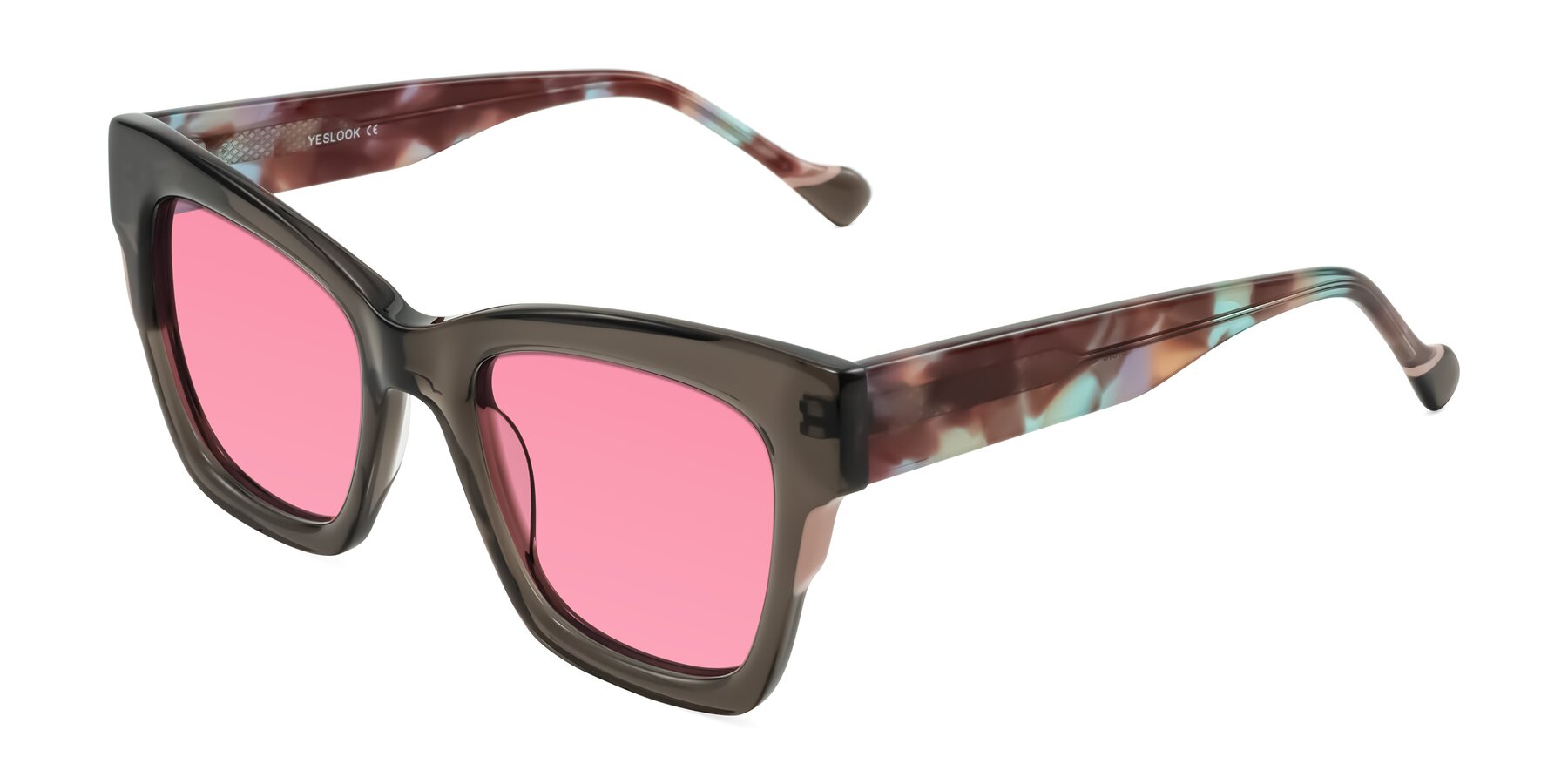 Angle of Yatole in Gray/Floral with Pink Tinted Lenses