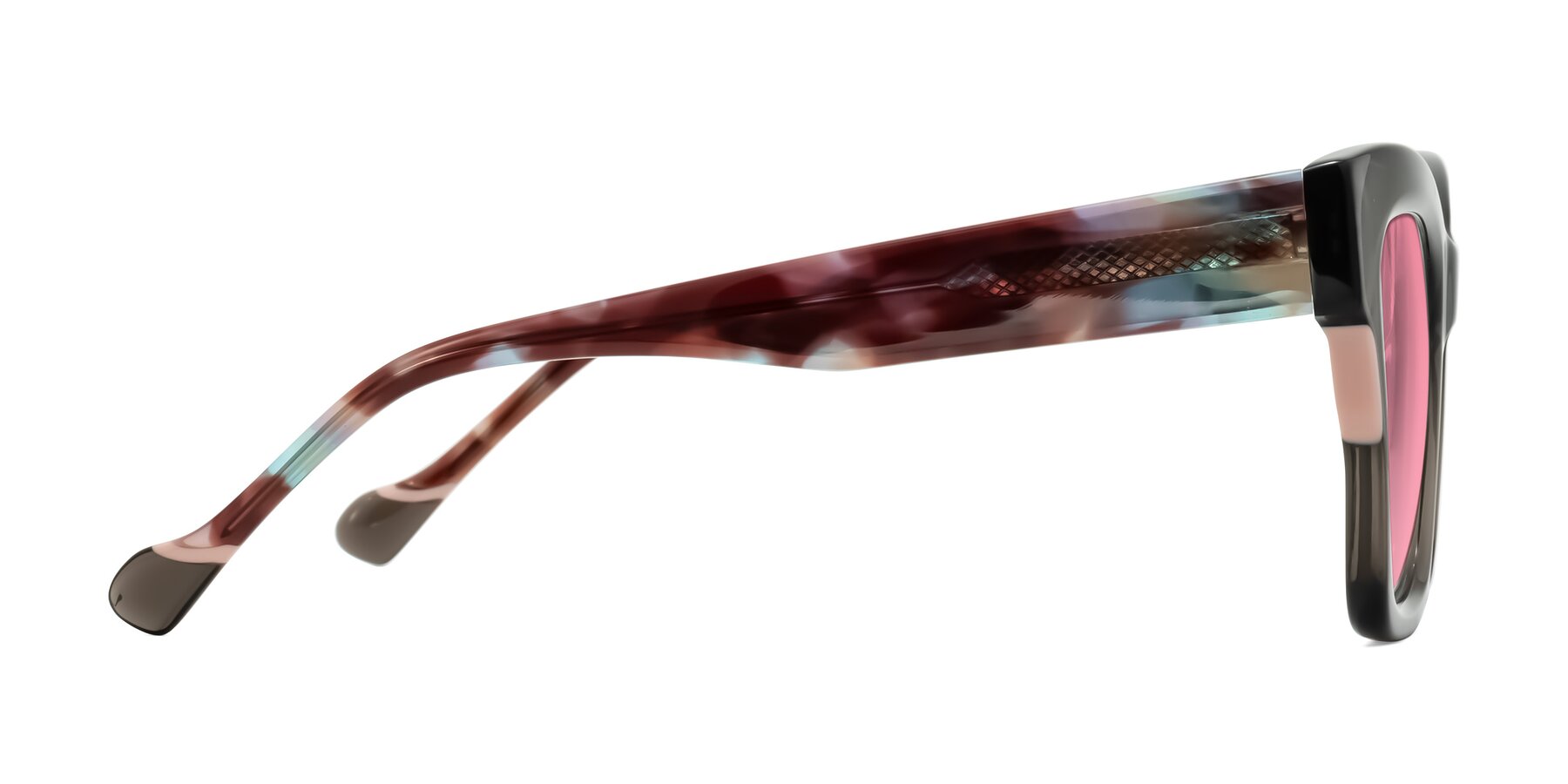 Side of Yatole in Gray/Floral with Pink Tinted Lenses