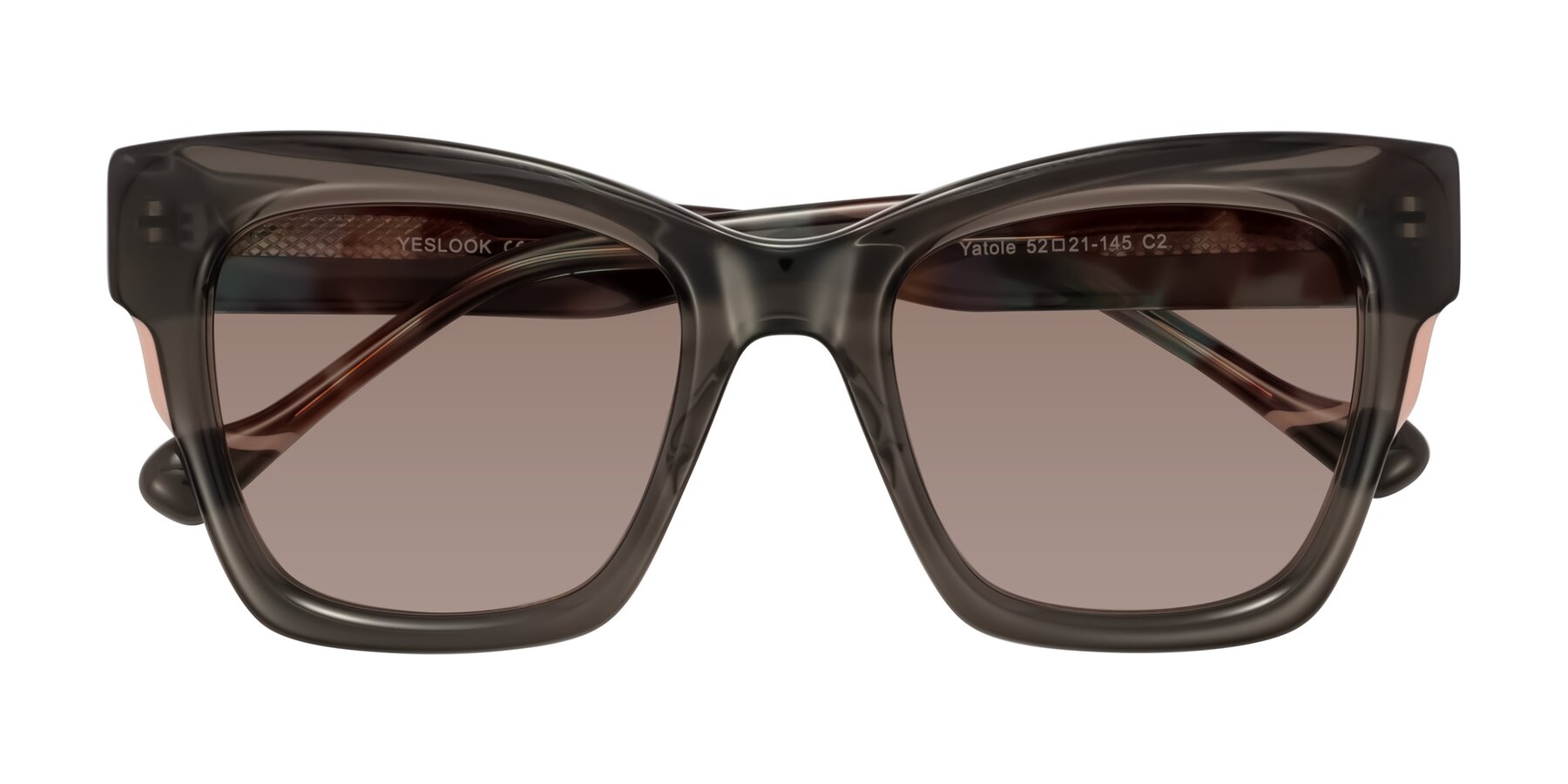 Folded Front of Yatole in Gray/Floral with Medium Brown Tinted Lenses