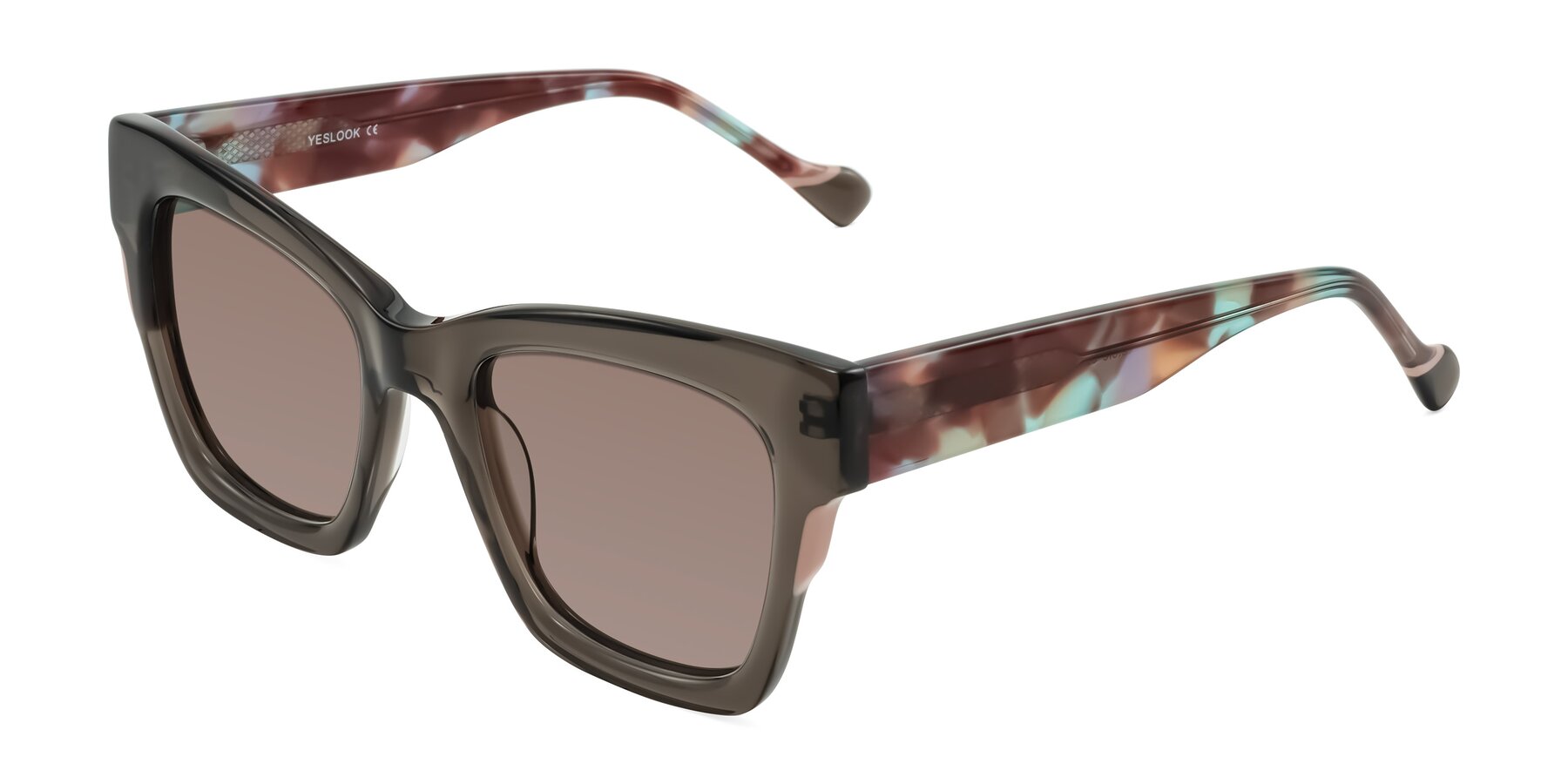 Angle of Yatole in Gray/Floral with Medium Brown Tinted Lenses