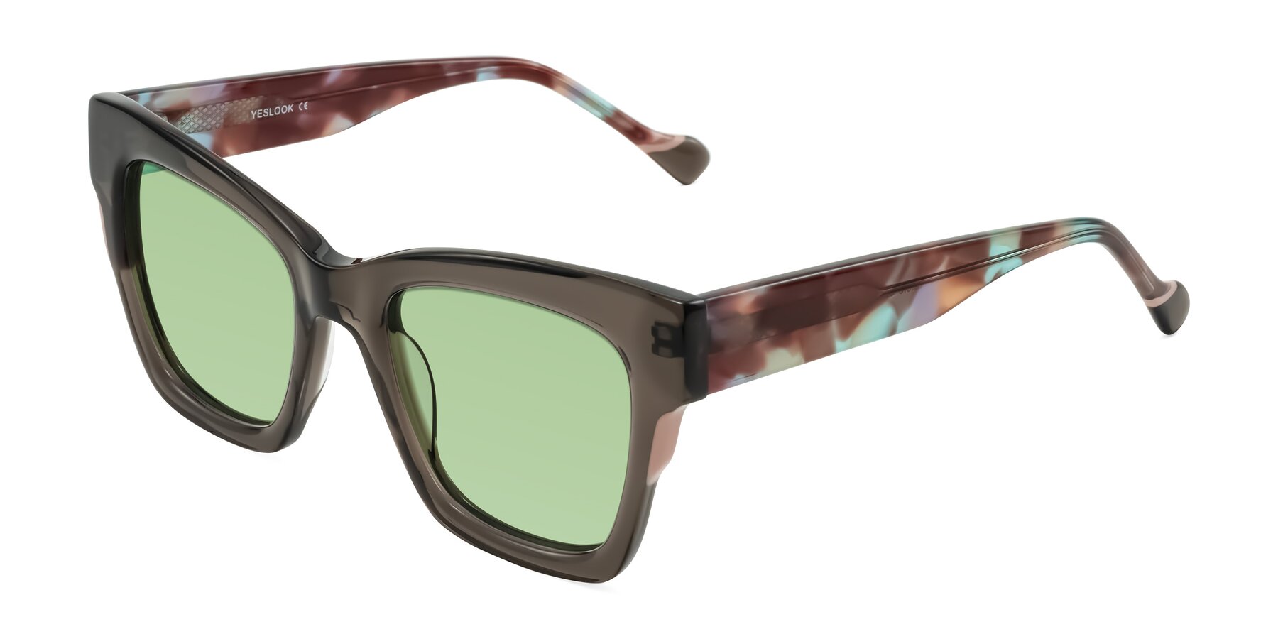 Angle of Yatole in Gray/Floral with Medium Green Tinted Lenses