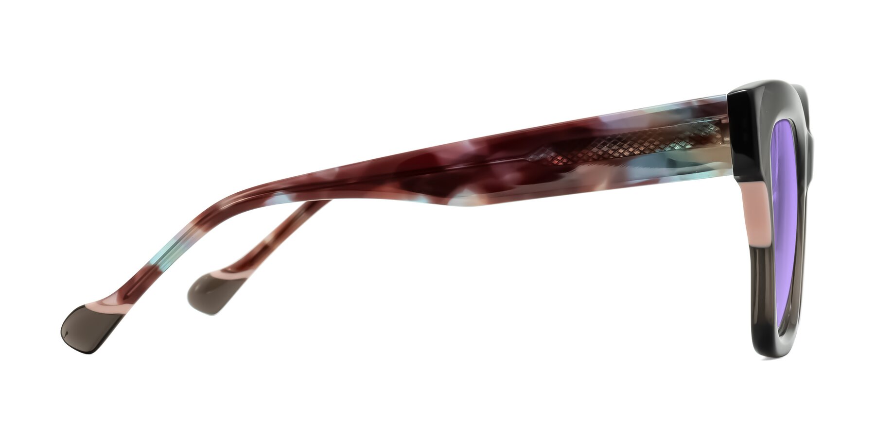 Side of Yatole in Gray/Floral with Medium Purple Tinted Lenses