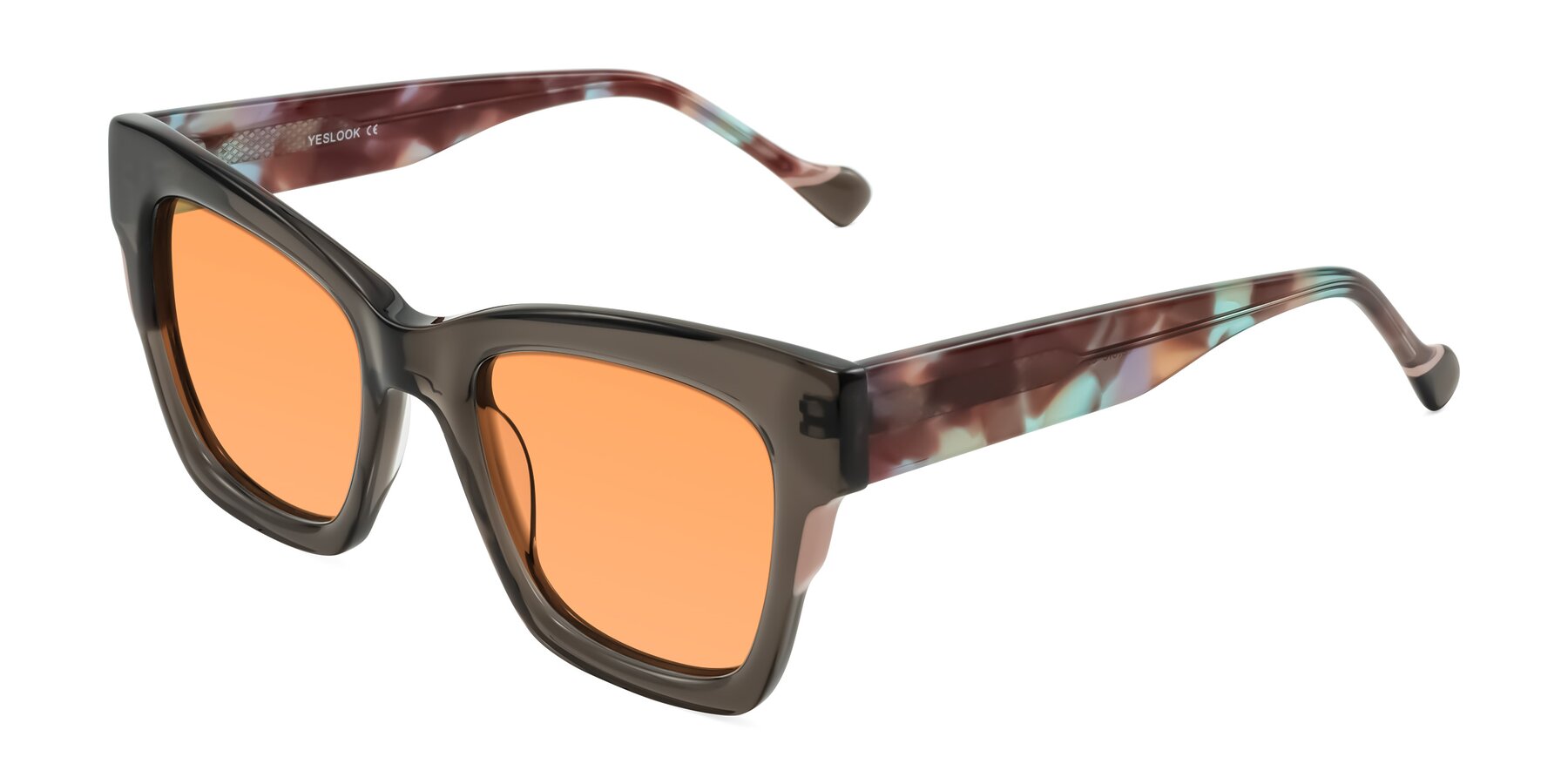 Angle of Yatole in Gray/Floral with Medium Orange Tinted Lenses