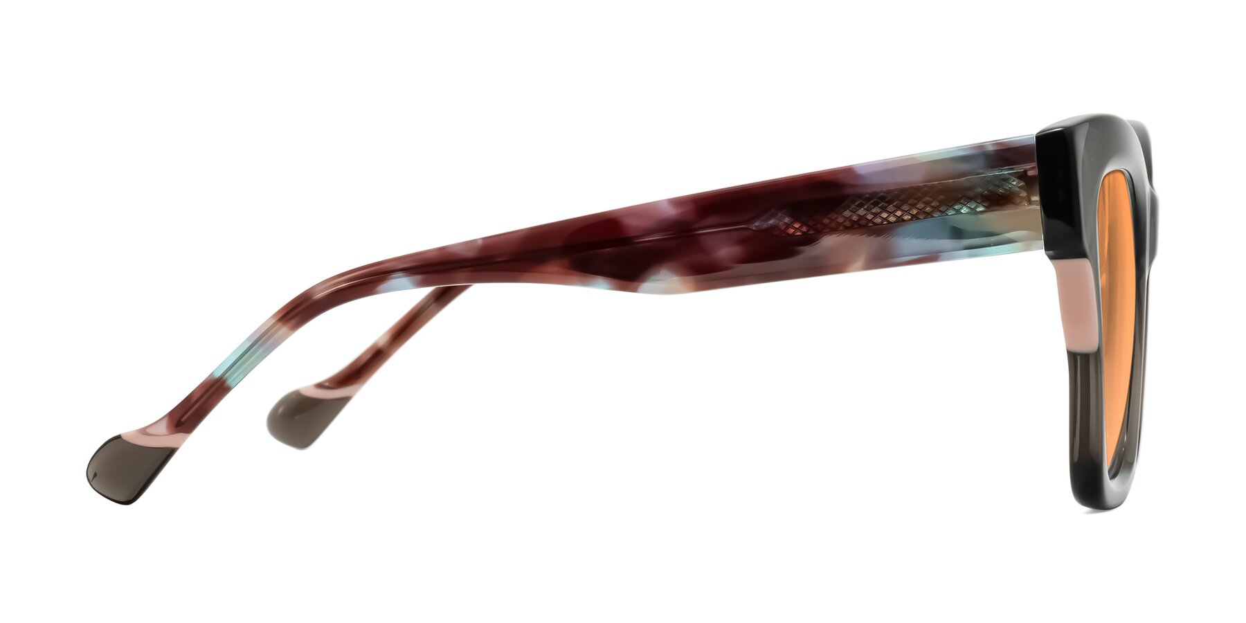 Side of Yatole in Gray/Floral with Medium Orange Tinted Lenses