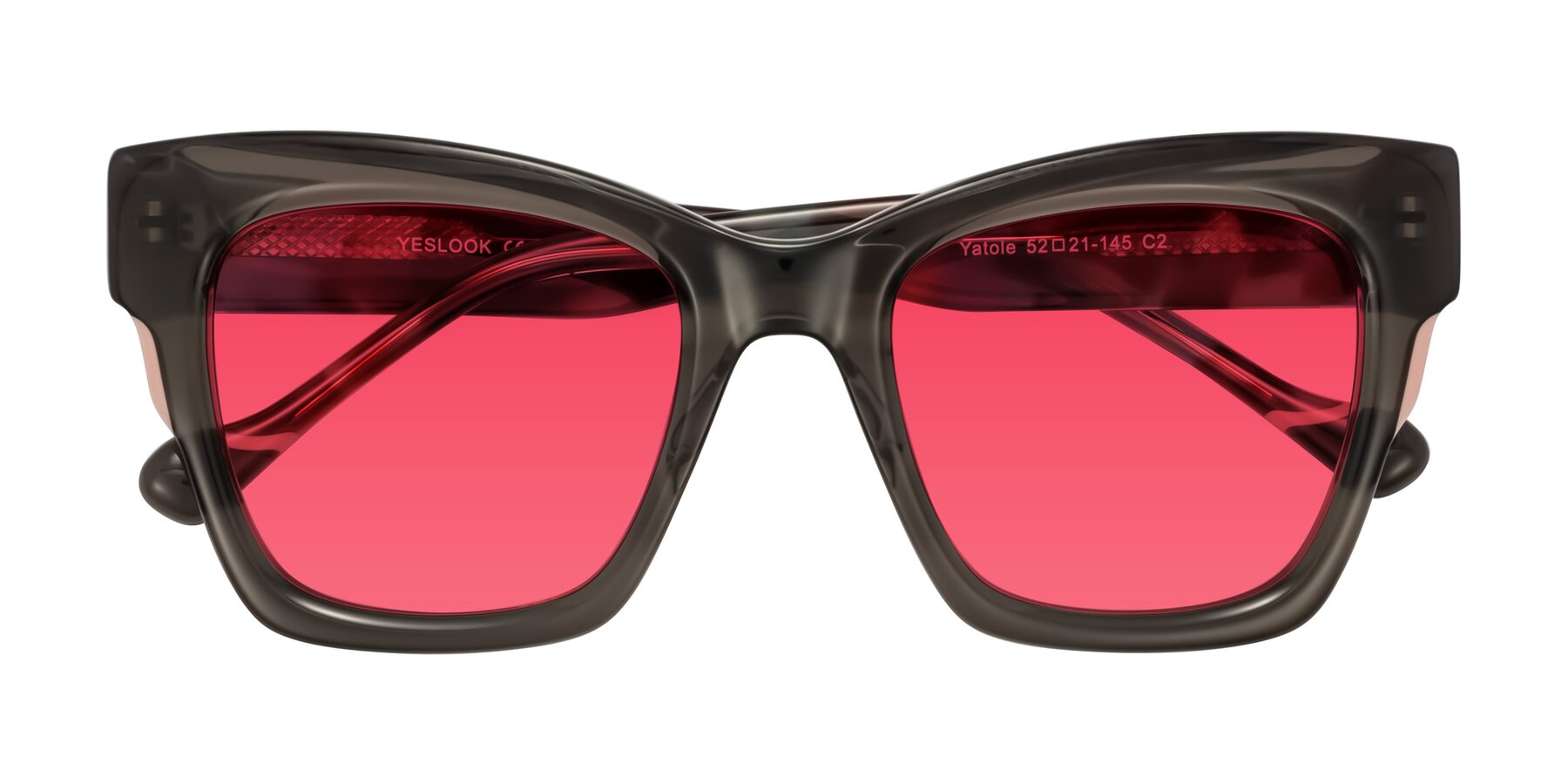 Folded Front of Yatole in Gray/Floral with Red Tinted Lenses