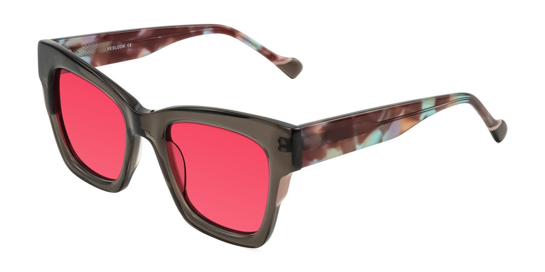 Angle of Yatole in Gray/Floral with Red Tinted Lenses