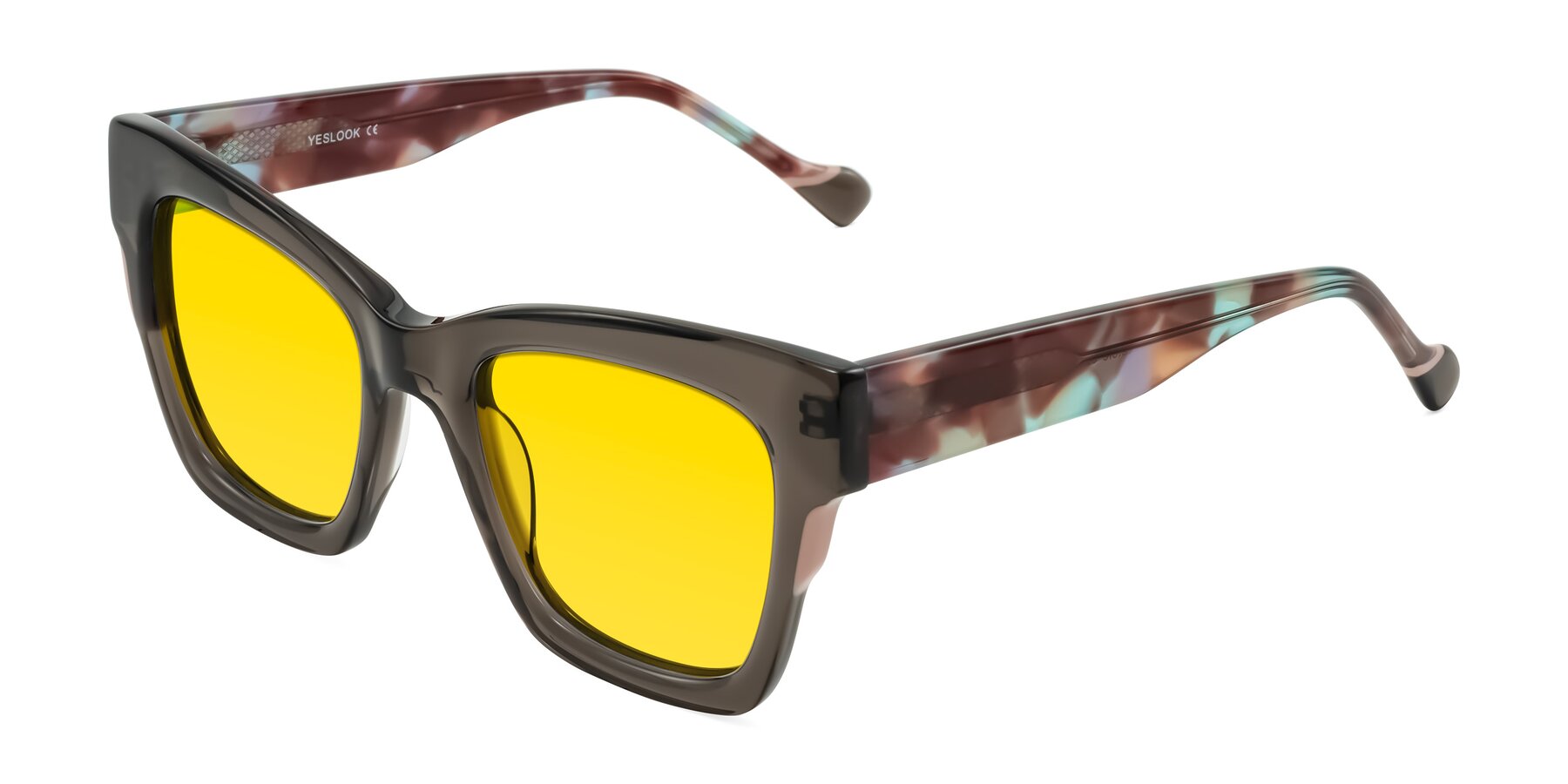 Angle of Yatole in Gray/Floral with Yellow Tinted Lenses