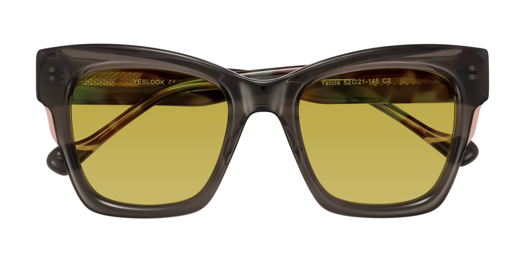 Folded Front of Yatole in Gray/Floral with Champagne Tinted Lenses