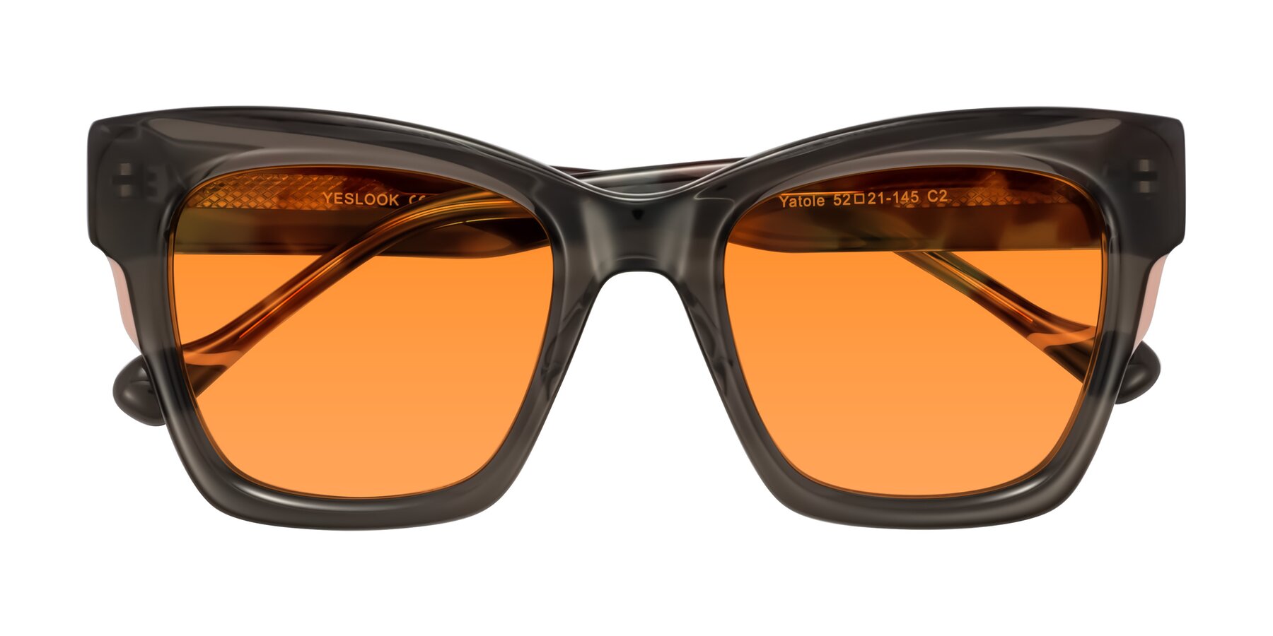 Folded Front of Yatole in Gray/Floral with Orange Tinted Lenses