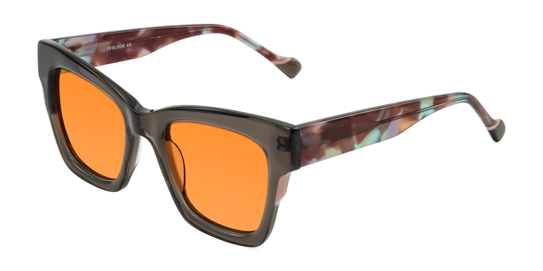 Angle of Yatole in Gray/Floral with Orange Tinted Lenses