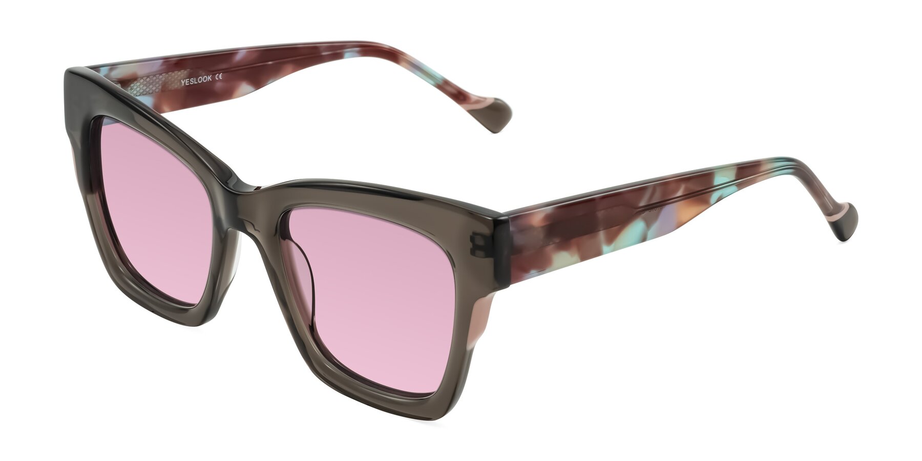 Angle of Yatole in Gray/Floral with Light Wine Tinted Lenses