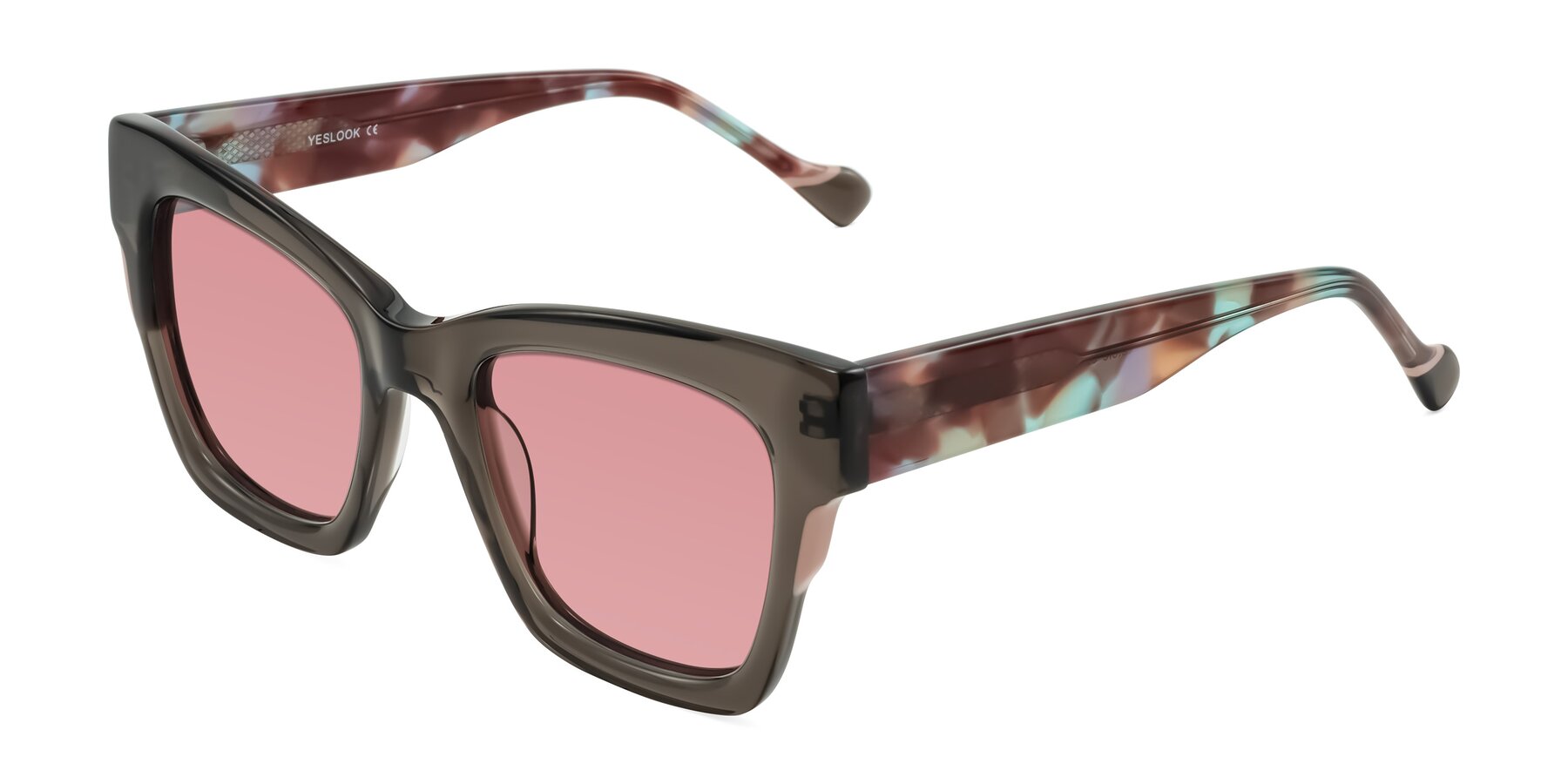 Angle of Yatole in Gray/Floral with Medium Garnet Tinted Lenses