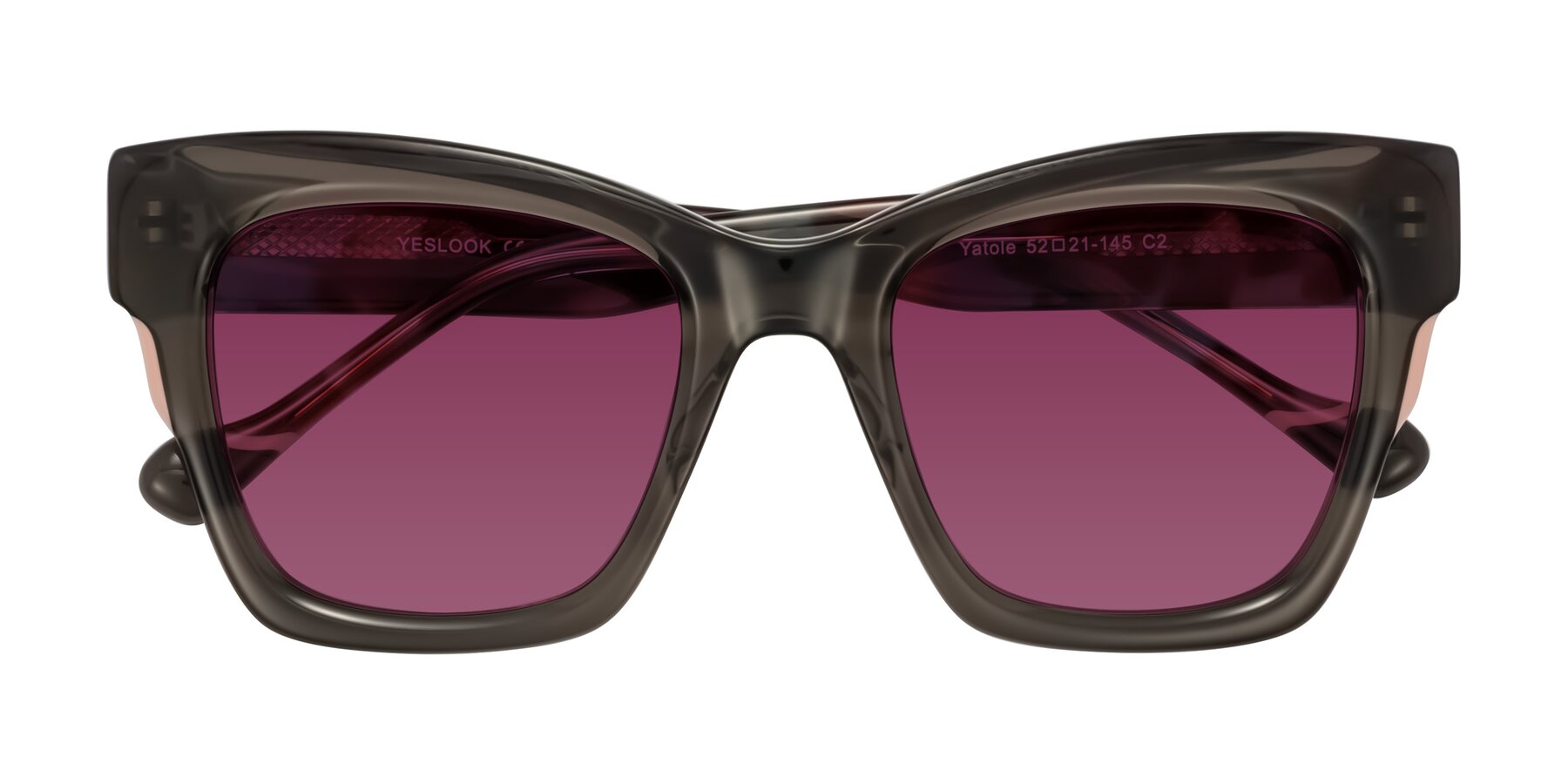 Folded Front of Yatole in Gray/Floral with Wine Tinted Lenses
